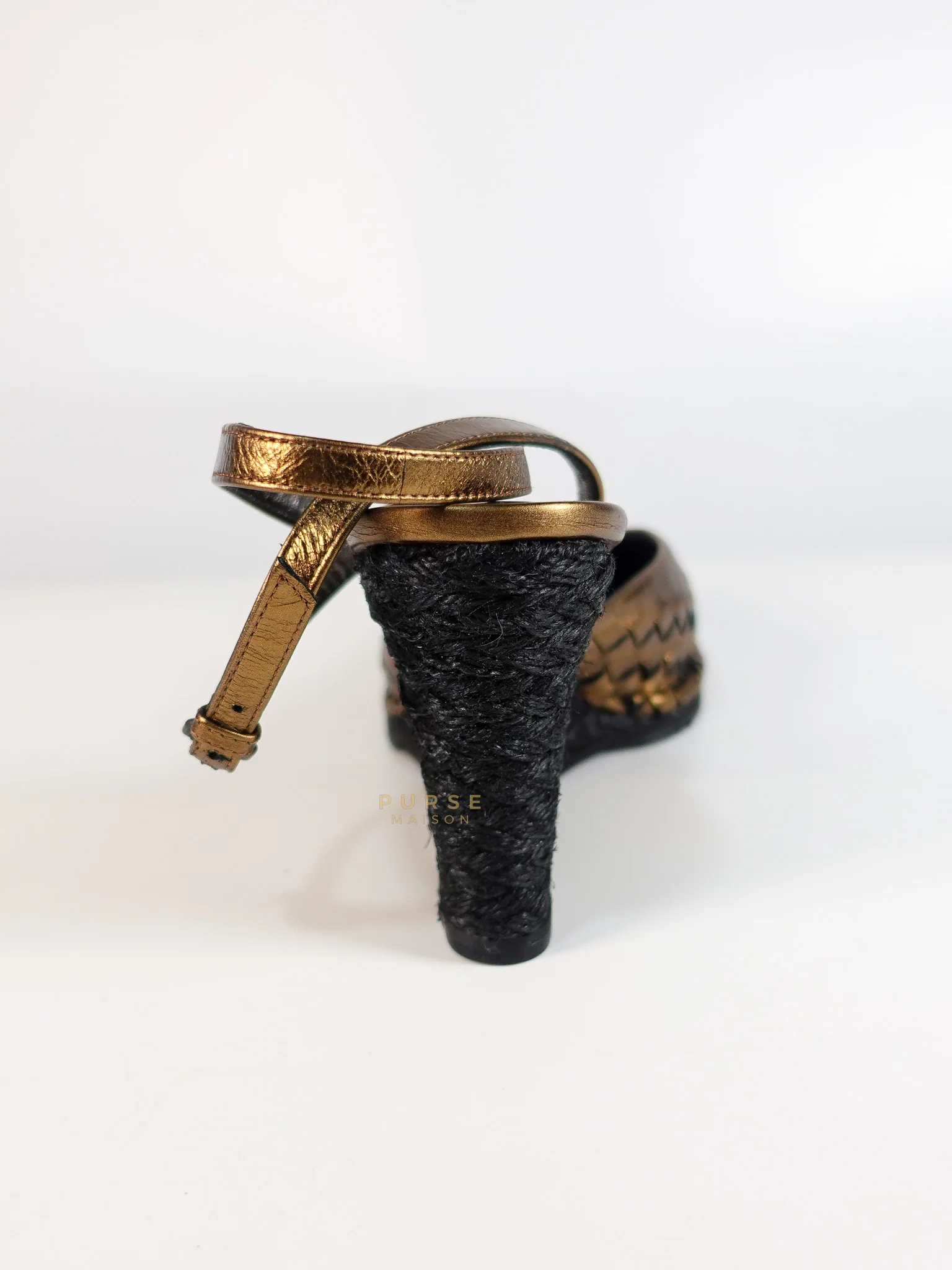 Bottega Veneta Metallic Brown Intrecciato Leather Sandals Size 40 EU (25.5cm) - Image 26