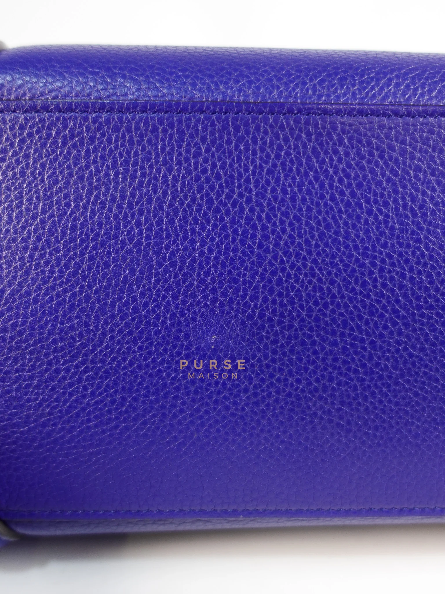 Celine Micro Luggage Tote Bag in Blue Calfskin Leather - Image 15