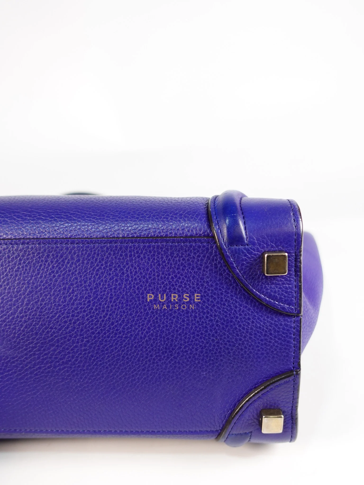 Celine Micro Luggage Tote Bag in Blue Calfskin Leather - Image 16