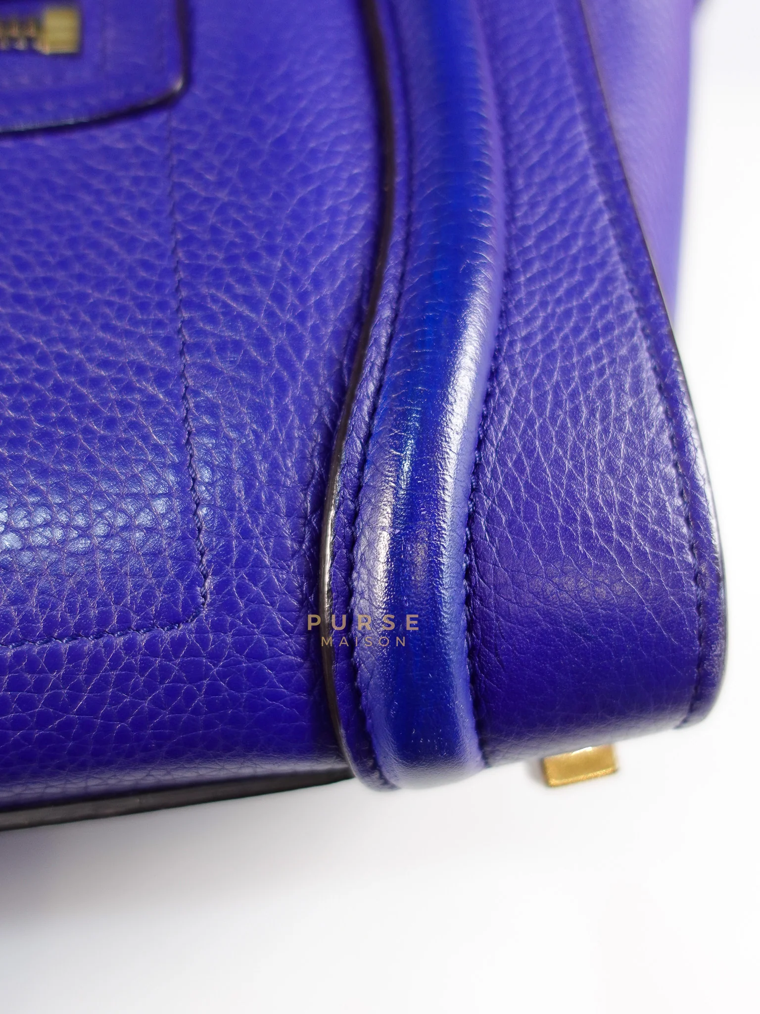 Celine Micro Luggage Tote Bag in Blue Calfskin Leather - Image 21
