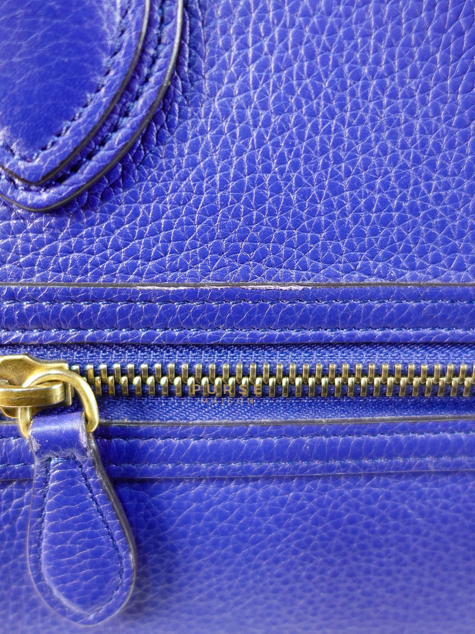 Celine Micro Luggage Tote Bag in Blue Calfskin Leather - Image 23