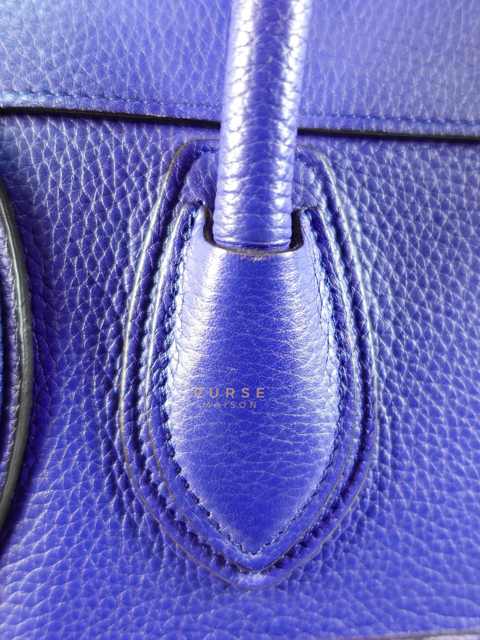 Celine Micro Luggage Tote Bag in Blue Calfskin Leather - Image 24