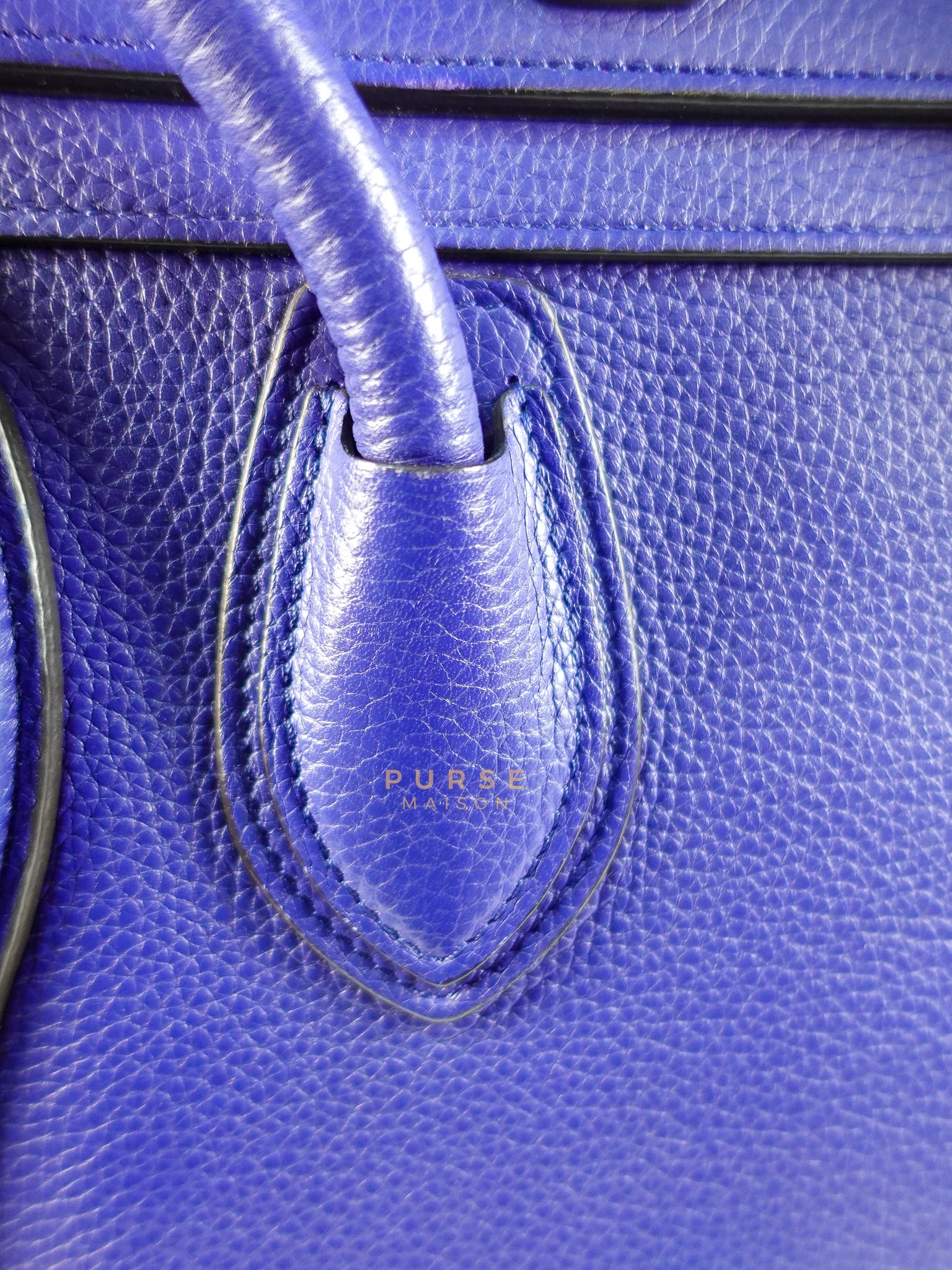 Celine Micro Luggage Tote Bag in Blue Calfskin Leather - Image 25