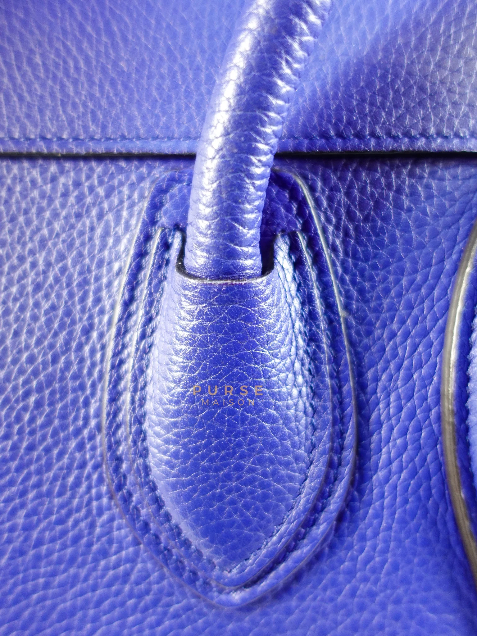 Celine Micro Luggage Tote Bag in Blue Calfskin Leather - Image 26