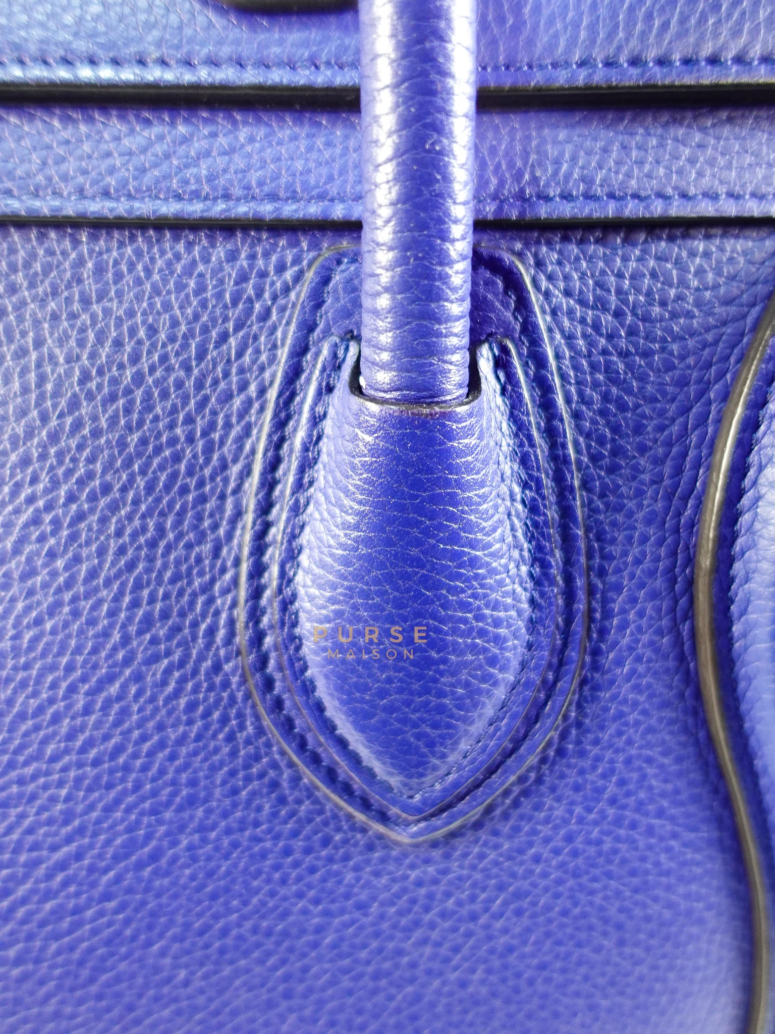 Celine Micro Luggage Tote Bag in Blue Calfskin Leather - Image 27