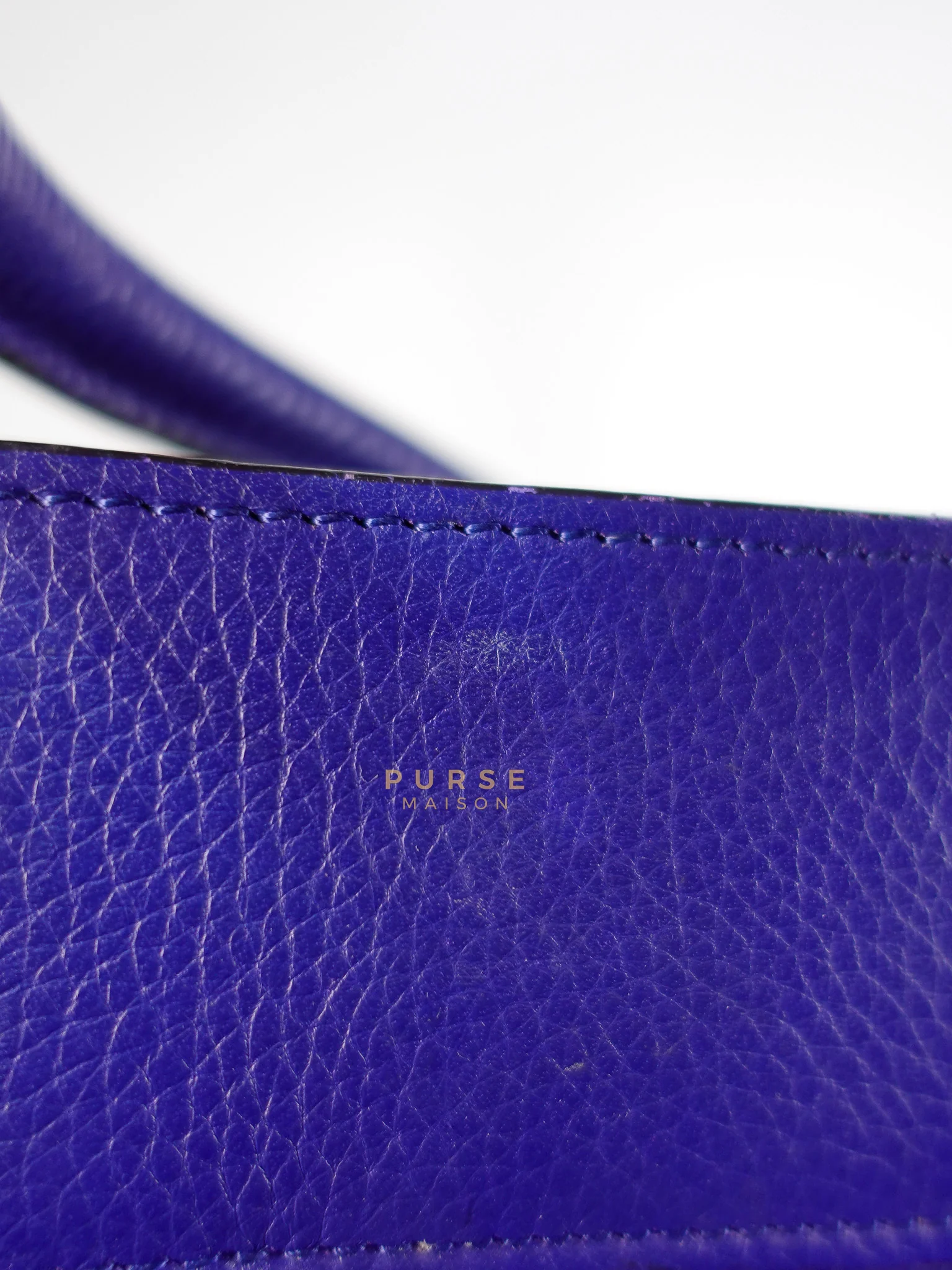 Celine Micro Luggage Tote Bag in Blue Calfskin Leather - Image 28
