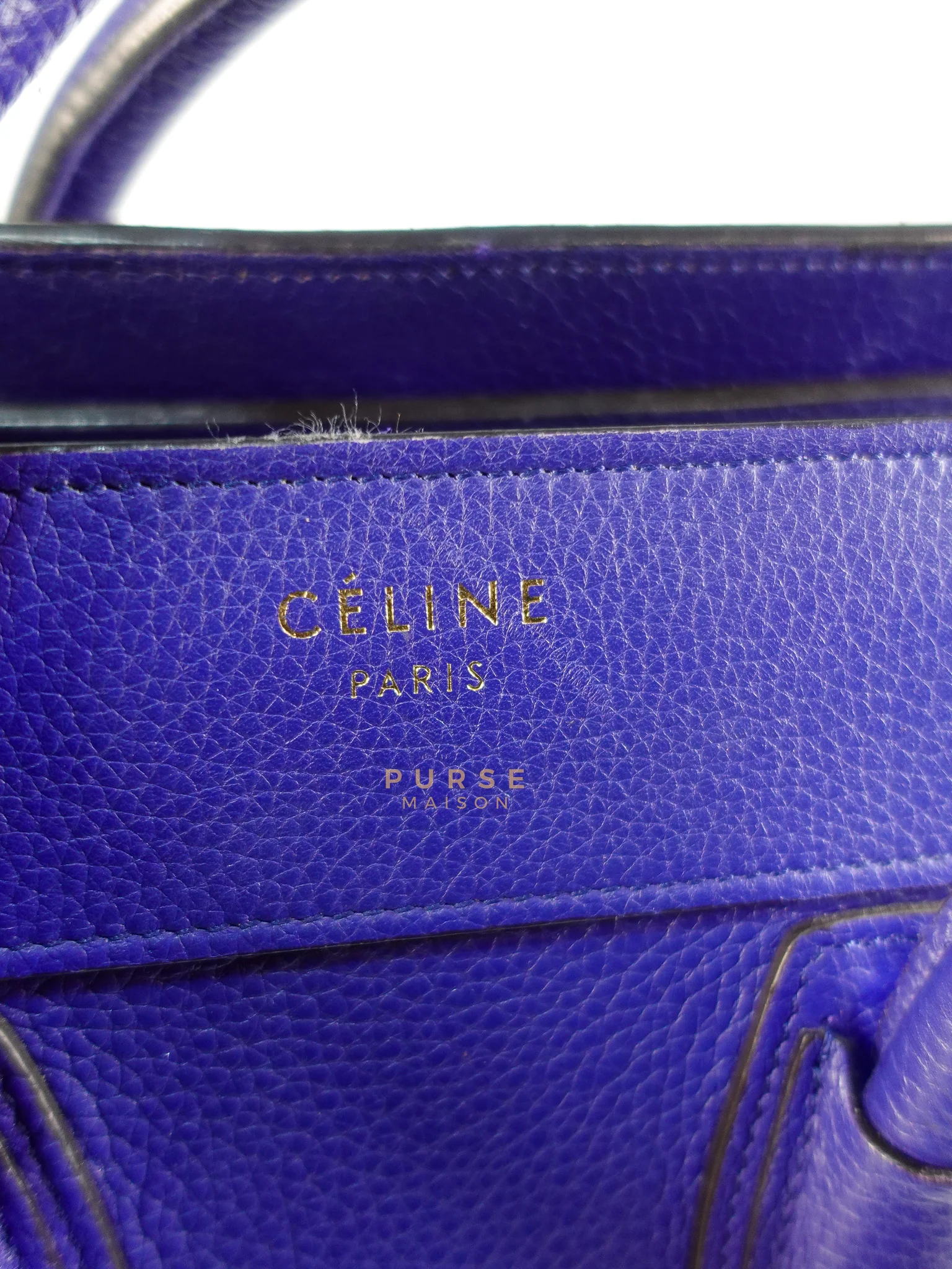 Celine Micro Luggage Tote Bag in Blue Calfskin Leather - Image 29