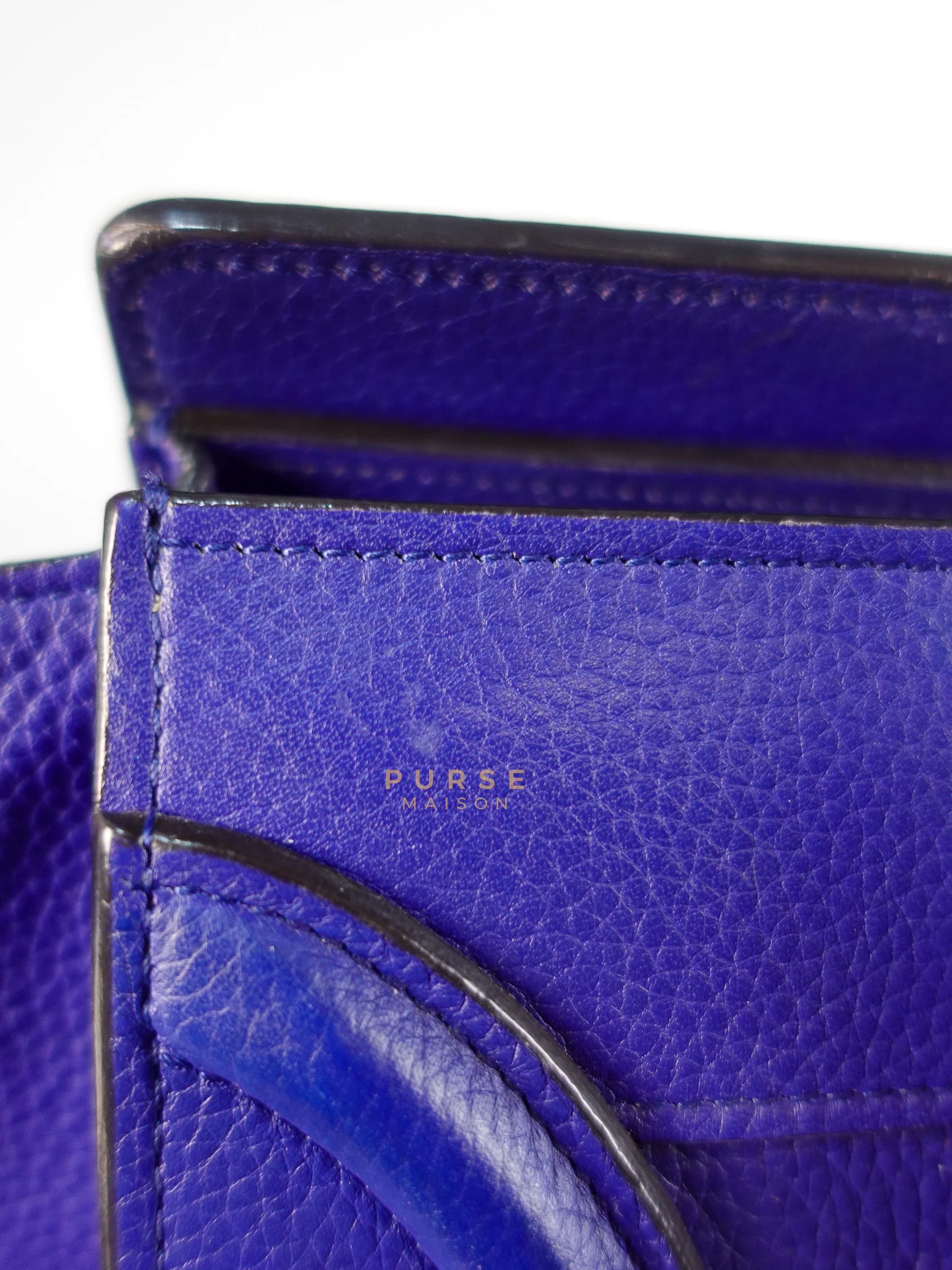 Celine Micro Luggage Tote Bag in Blue Calfskin Leather - Image 30