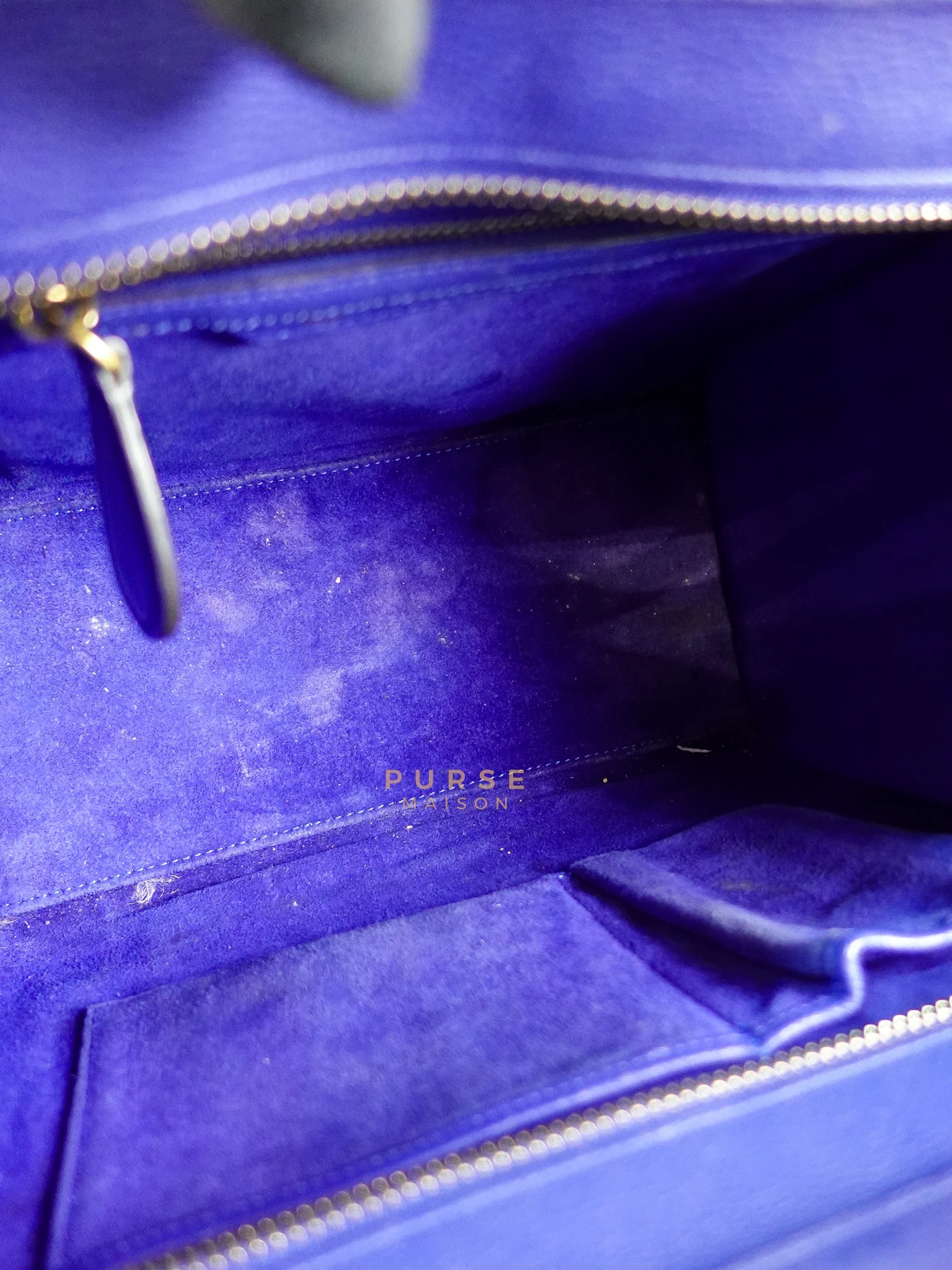 Celine Micro Luggage Tote Bag in Blue Calfskin Leather - Image 37