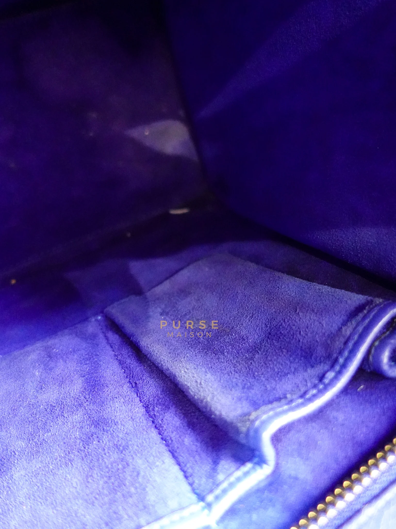 Celine Micro Luggage Tote Bag in Blue Calfskin Leather - Image 40