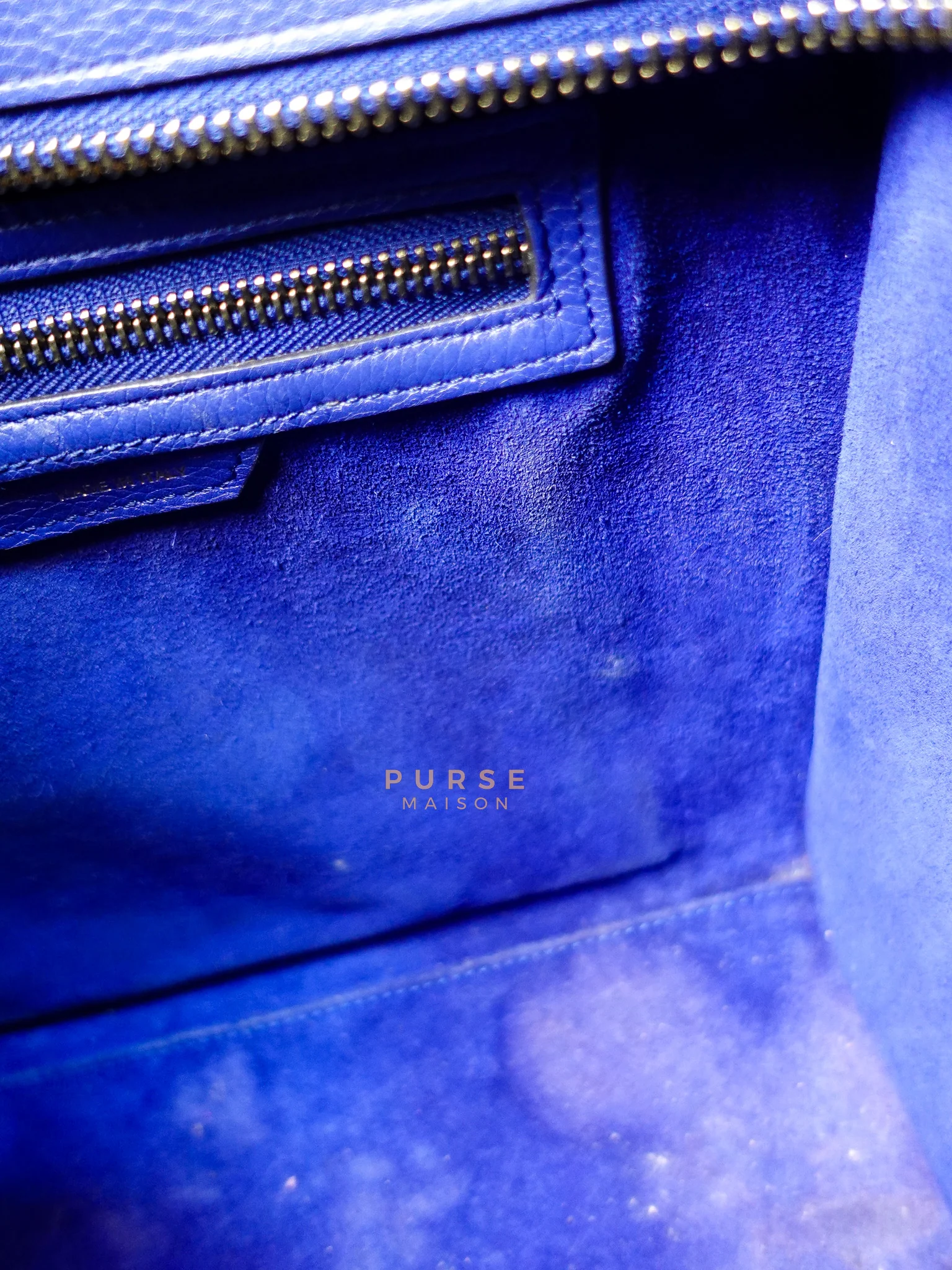 Celine Micro Luggage Tote Bag in Blue Calfskin Leather - Image 41