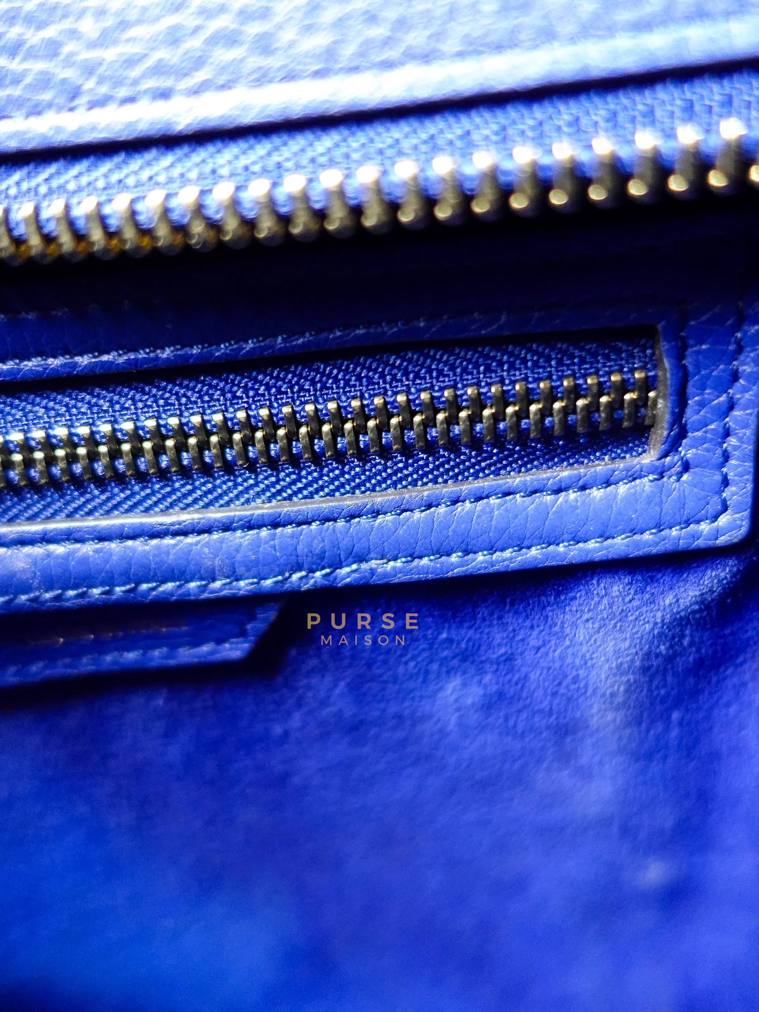 Celine Micro Luggage Tote Bag in Blue Calfskin Leather - Image 42