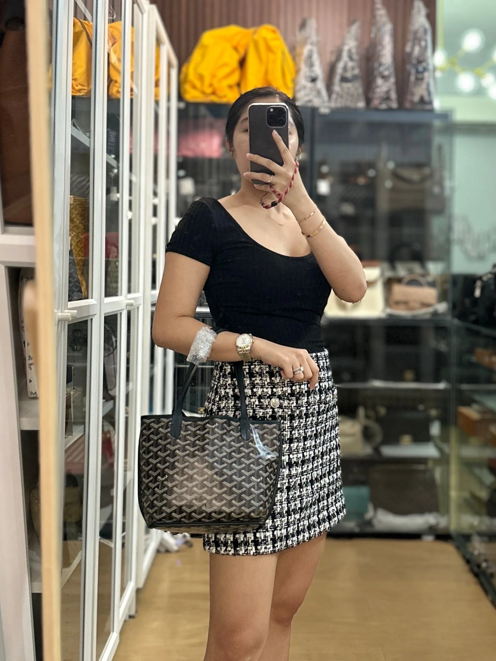 Goyard Mini Anjou in Black Goyardine Canvas with Croc Magnetic Clip - Image 23