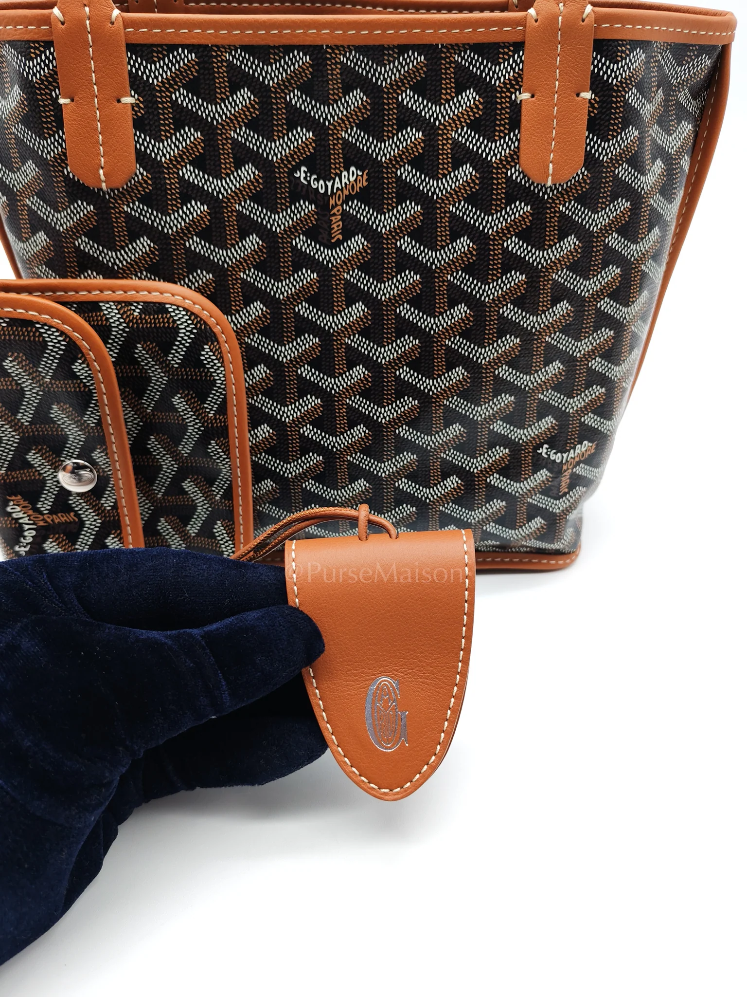 Goyard Mini Anjou in Tan with Croc Universel Clip Charm in Goyardine Canvas Tote - Image 20