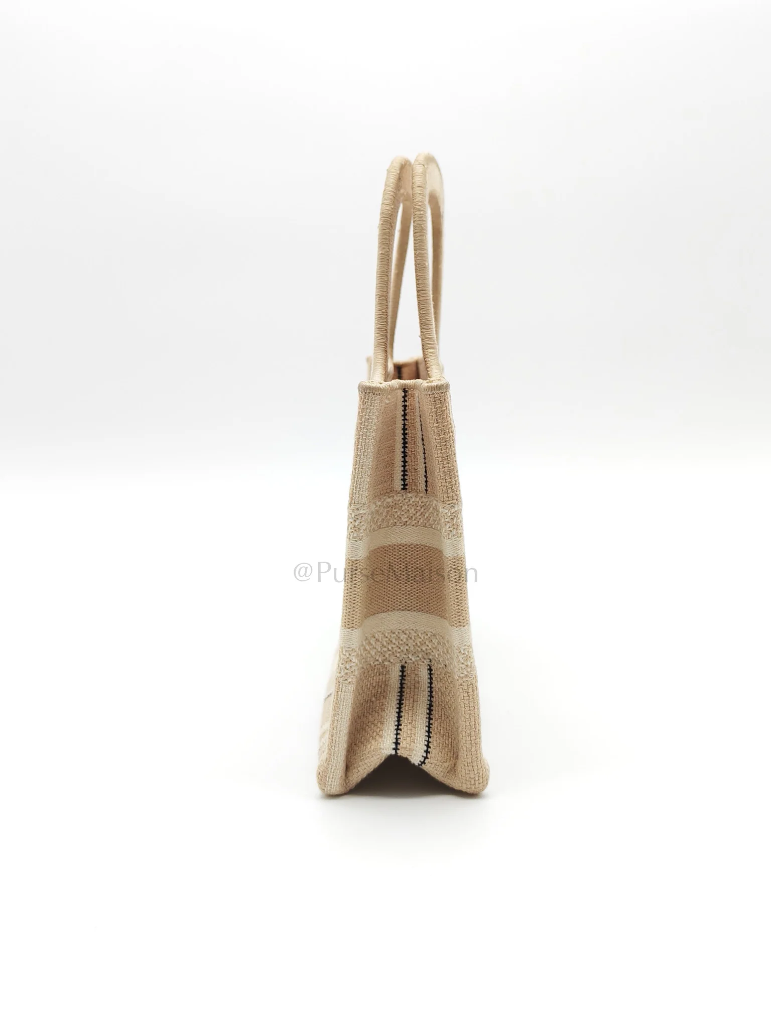 Christian Dior Mini Book Tote in Beige Embroidered Canvas - Image 5