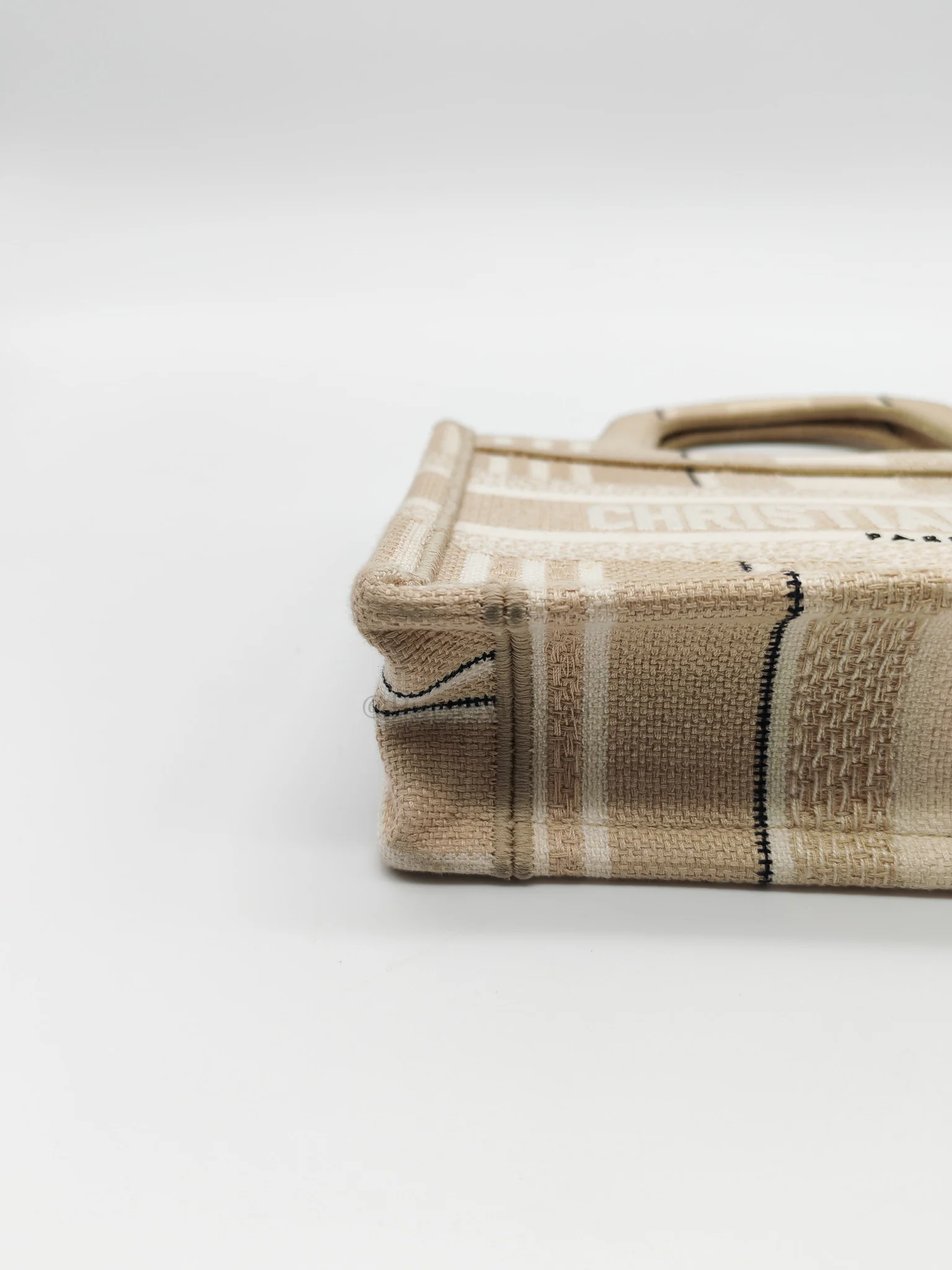 Christian Dior Mini Book Tote in Beige Embroidered Canvas - Image 9