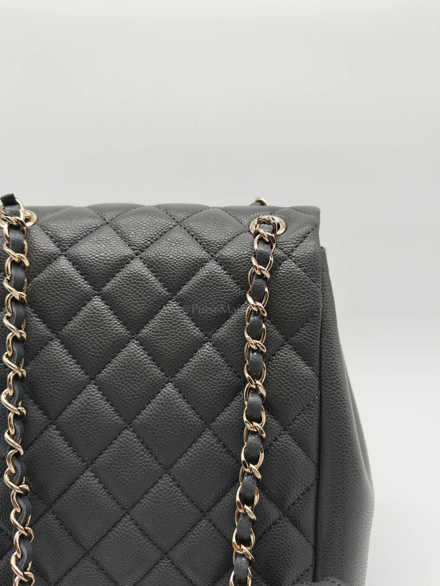 Chanel Mini Duma Backpack in Gray Quilted Caviar Leather and Light Gold Hardware (Microchip) - Image 15