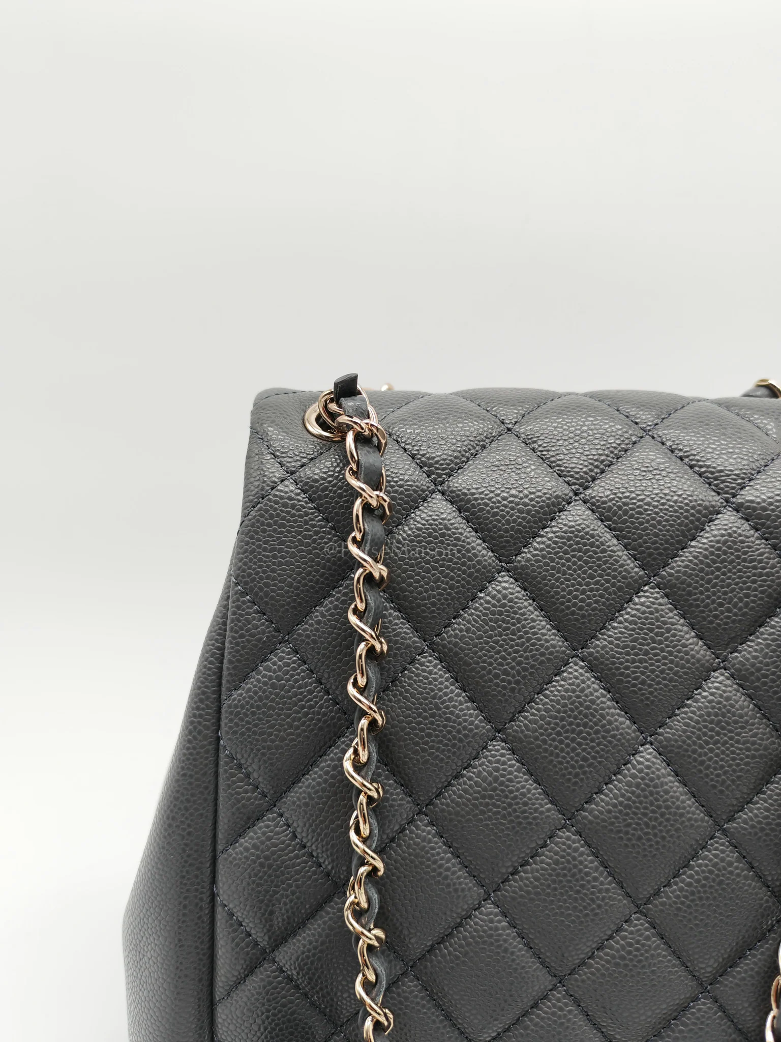 Chanel Mini Duma Backpack in Gray Quilted Caviar Leather and Light Gold Hardware (Microchip) - Image 16
