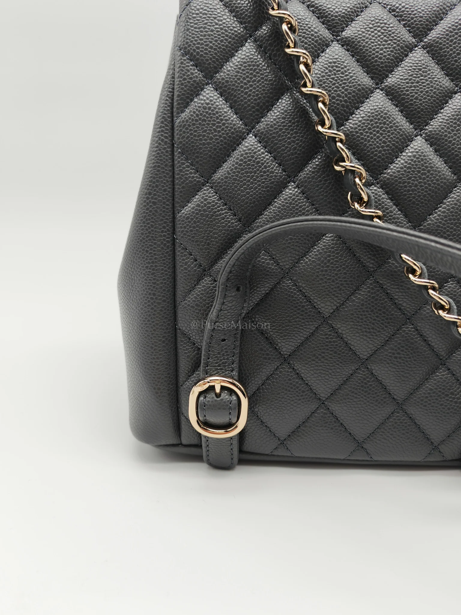 Chanel Mini Duma Backpack in Gray Quilted Caviar Leather and Light Gold Hardware (Microchip) - Image 18