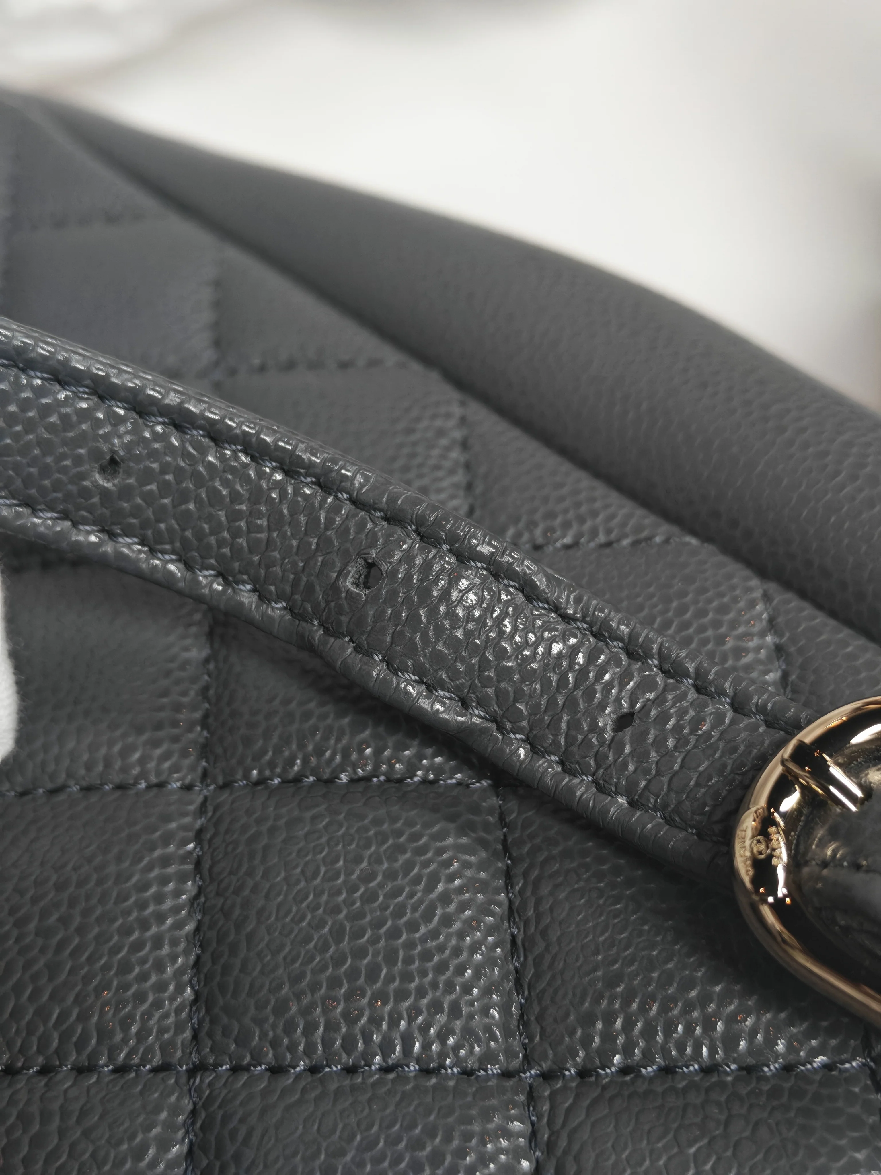 Chanel Mini Duma Backpack in Gray Quilted Caviar Leather and Light Gold Hardware (Microchip) - Image 28