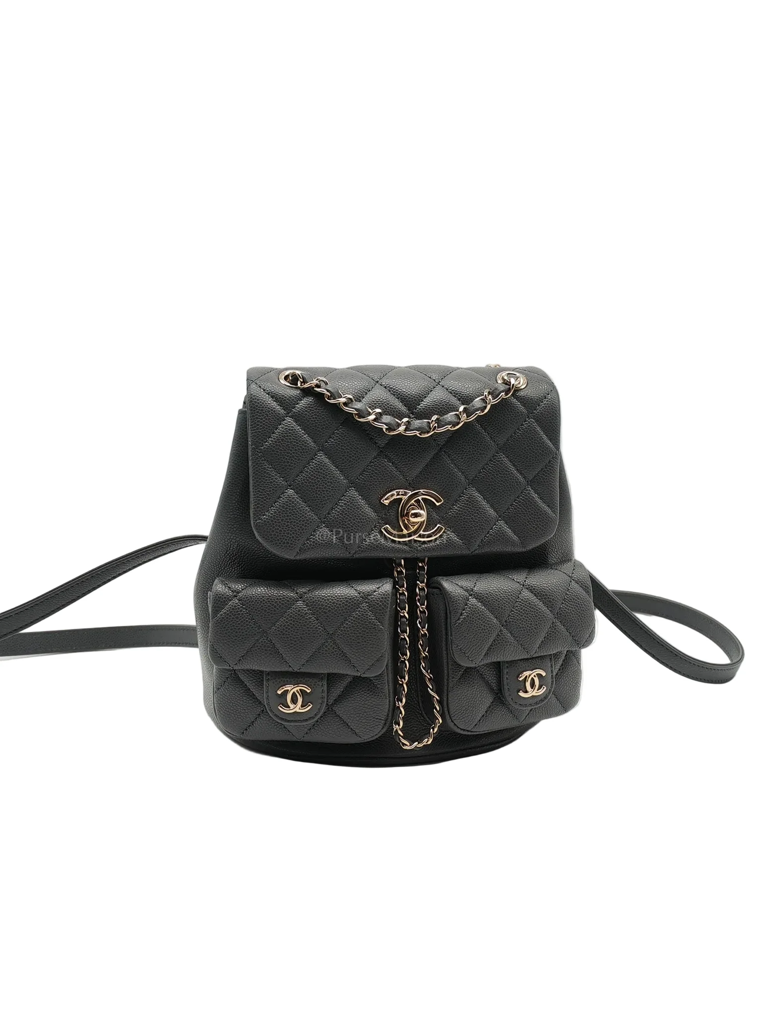 Chanel Mini Duma Backpack in Gray Quilted Caviar Leather and Light Gold Hardware (Microchip) - Image 3