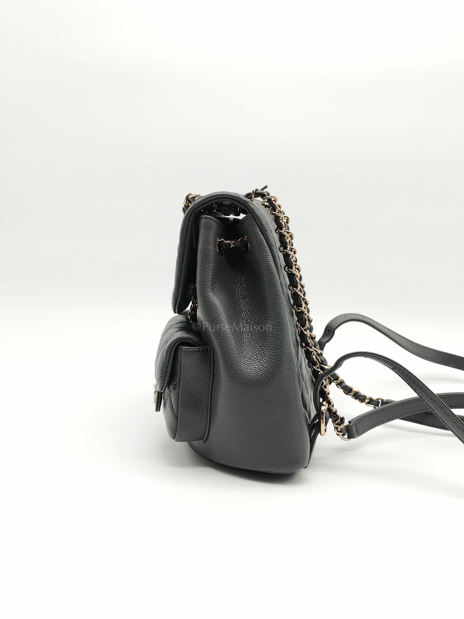 Chanel Mini Duma Backpack in Gray Quilted Caviar Leather and Light Gold Hardware (Microchip) - Image 6