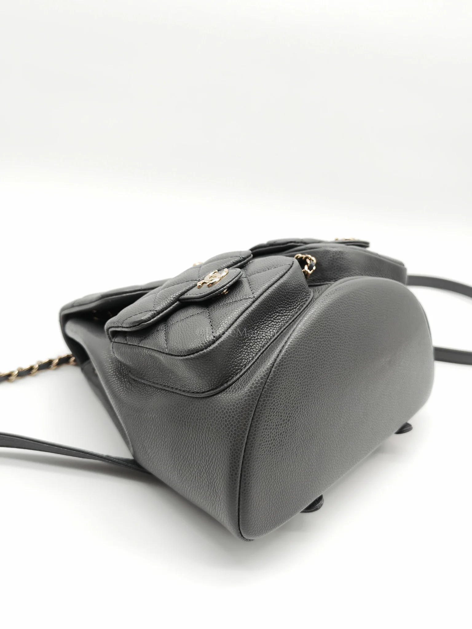 Chanel Mini Duma Backpack in Gray Quilted Caviar Leather and Light Gold Hardware (Microchip) - Image 8