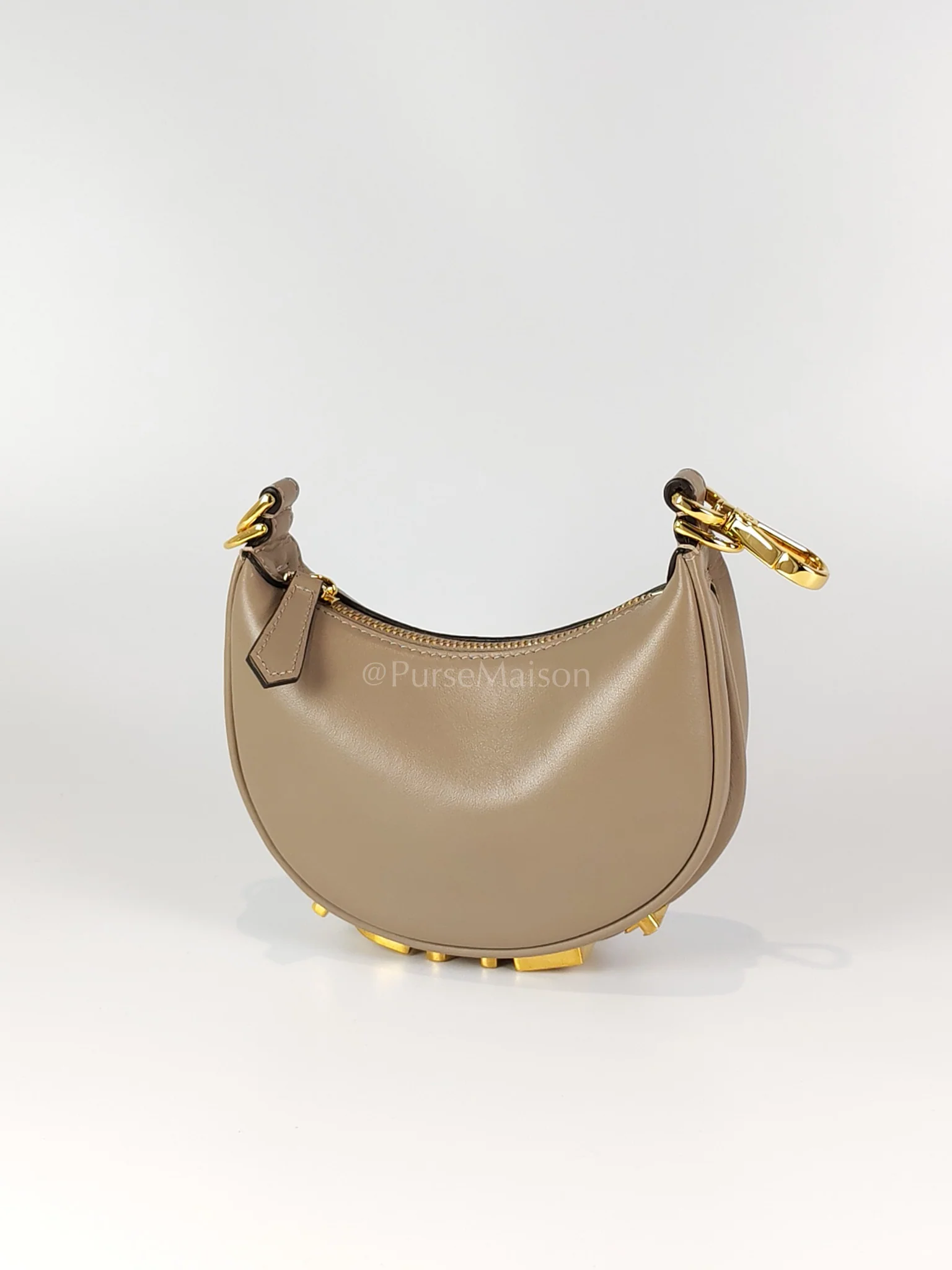 Fendi Mini Fendigraphy Hobo Bag Tortora in Beige Calfskin Leather & Gold Hardware - Image 2