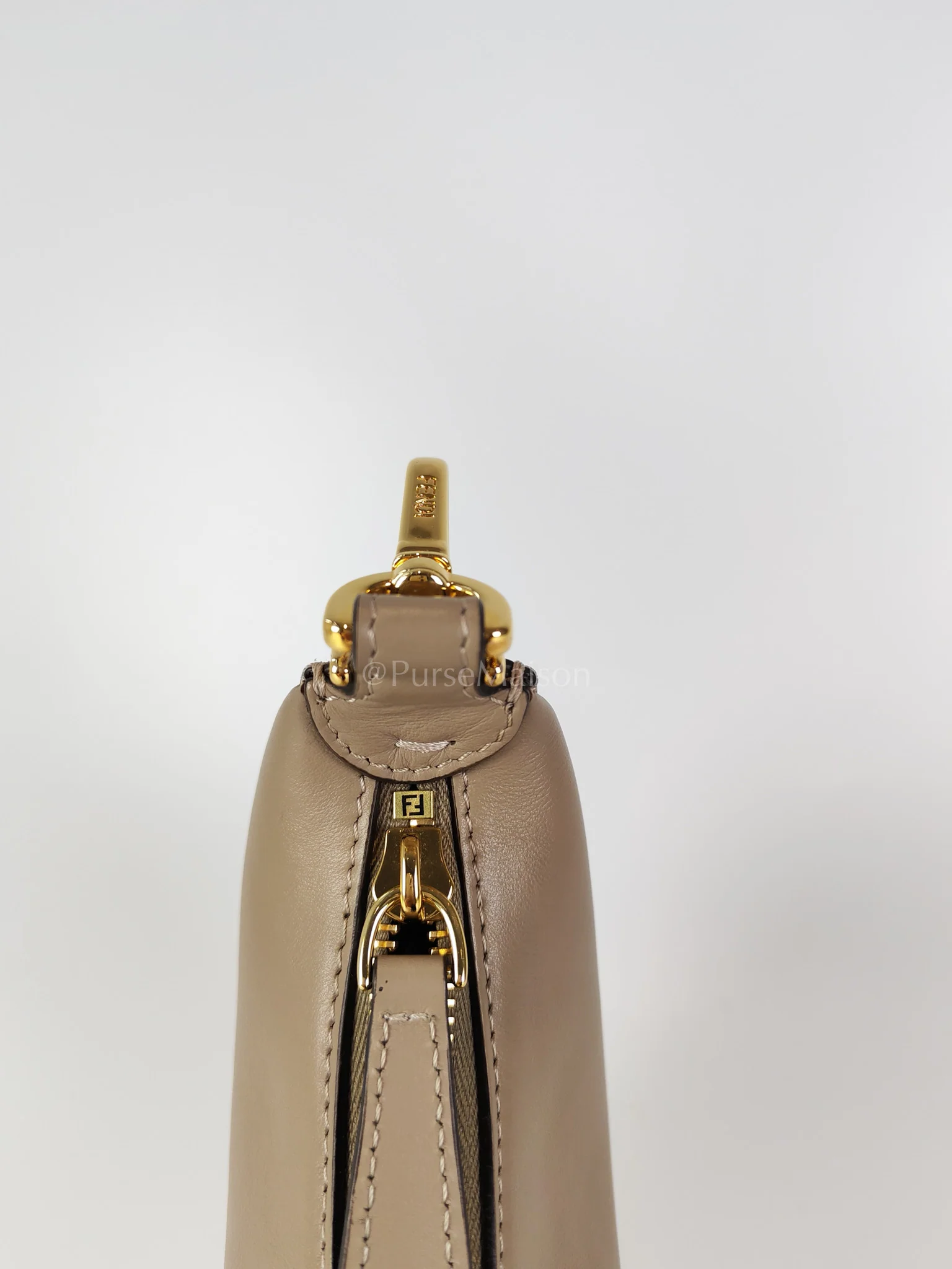 Fendi Mini Fendigraphy Hobo Bag Tortora in Beige Calfskin Leather & Gold Hardware - Image 21