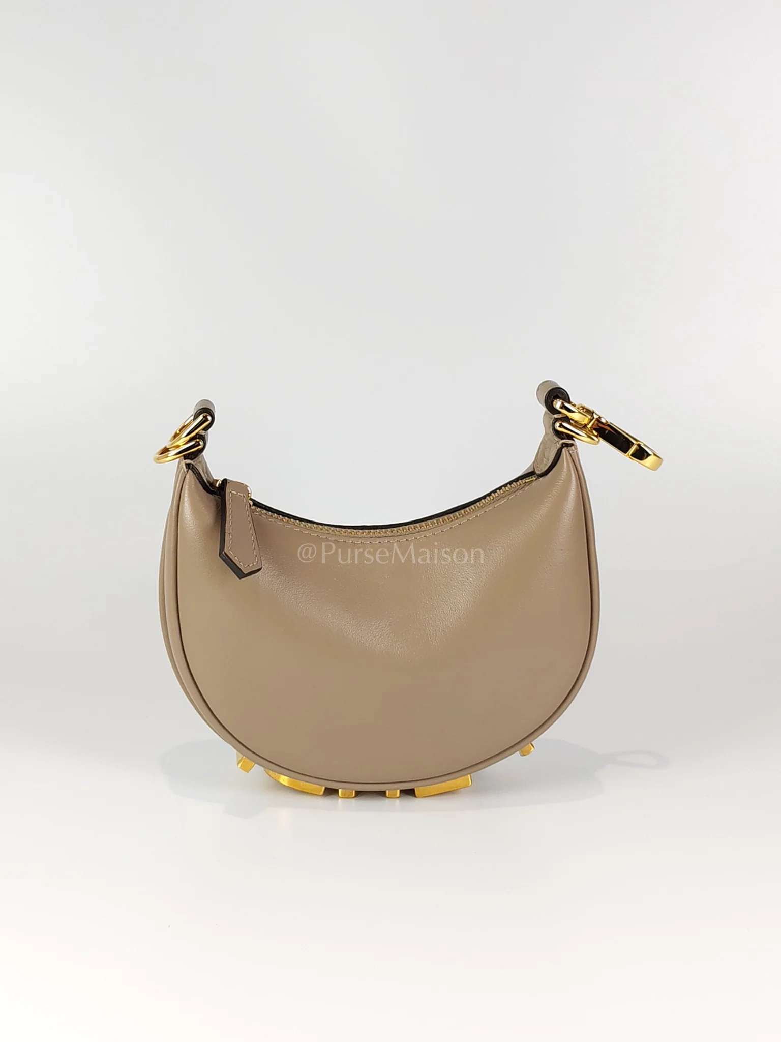 Fendi Mini Fendigraphy Hobo Bag Tortora in Beige Calfskin Leather & Gold Hardware - Image 3