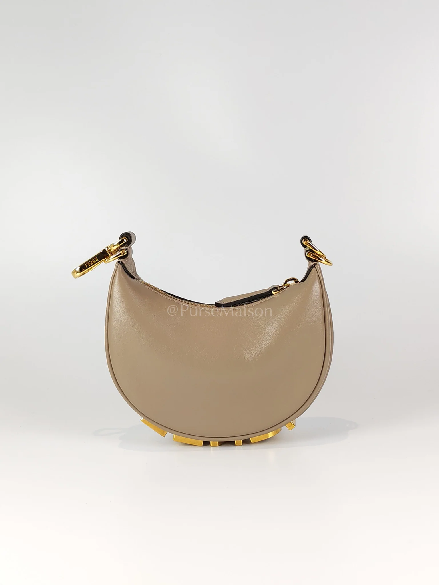 Fendi Mini Fendigraphy Hobo Bag Tortora in Beige Calfskin Leather & Gold Hardware - Image 4