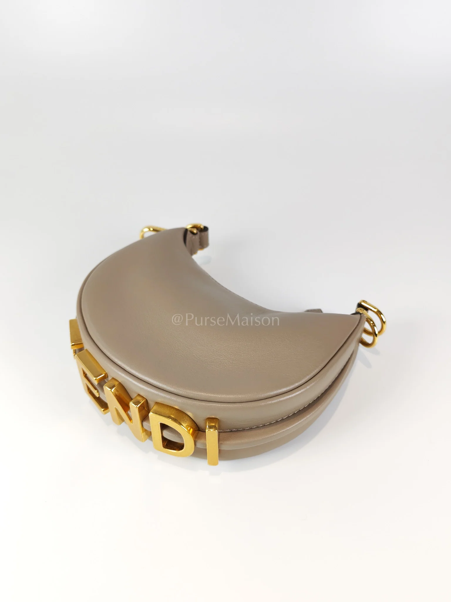 Fendi Mini Fendigraphy Hobo Bag Tortora in Beige Calfskin Leather & Gold Hardware - Image 9