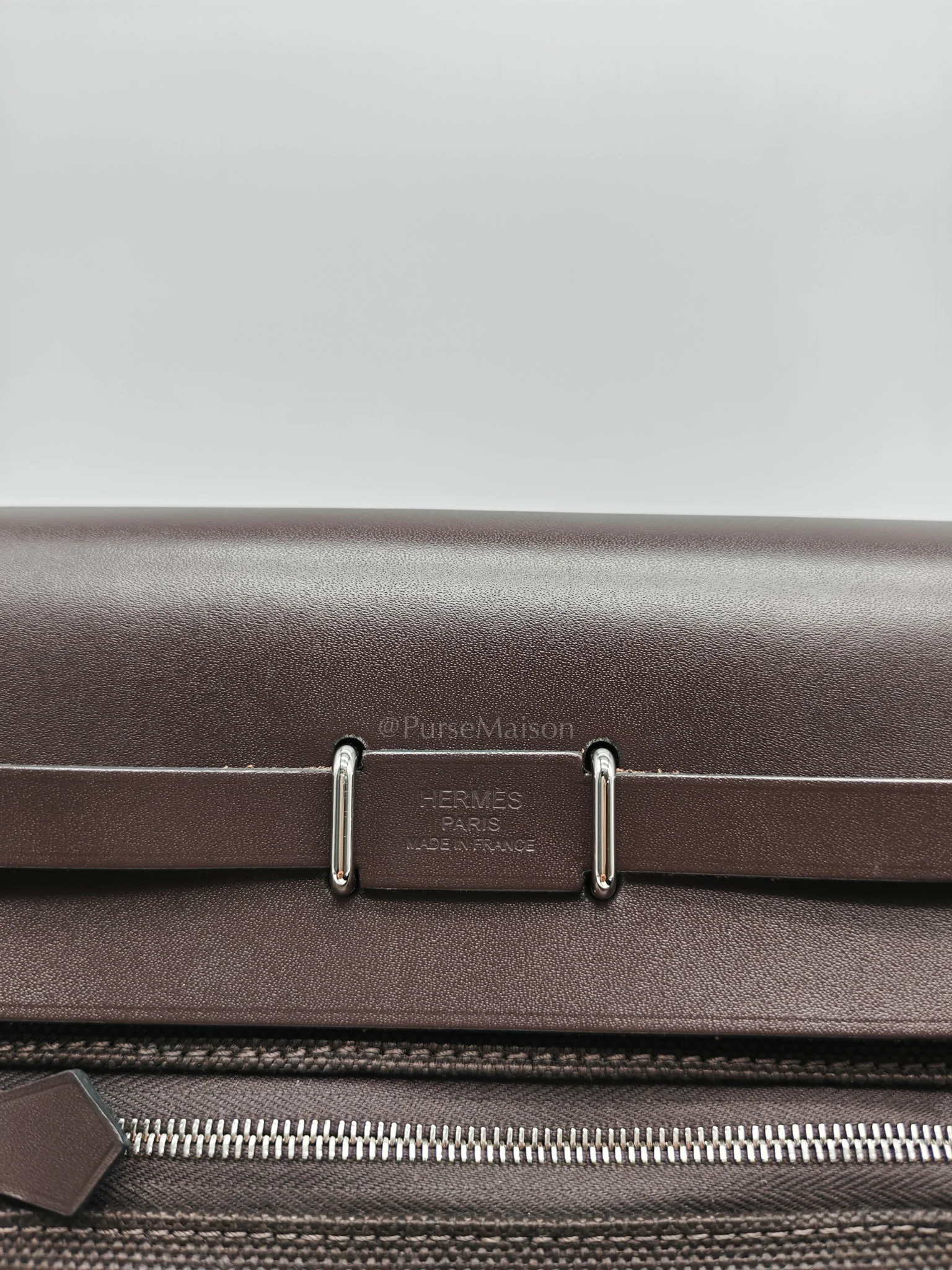 Hermes Mini Herbag Zip 20 in Ebene Canvas & Palladium Hardware Stamp K(2025) - Image 15