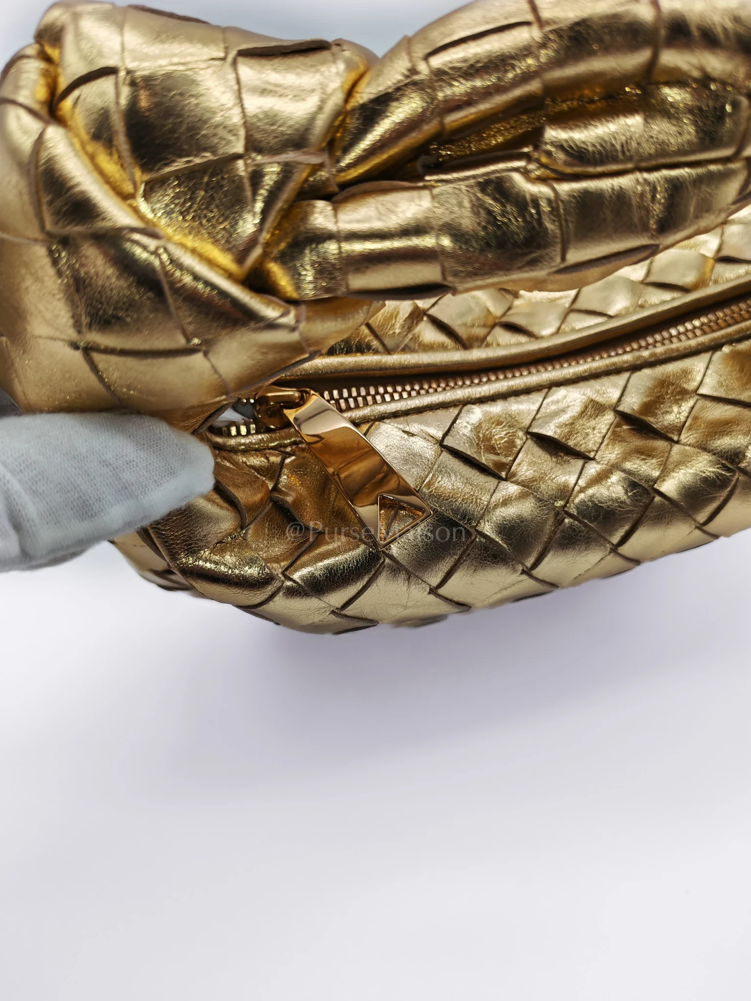 Bottega Veneta Mini Jodie Metallic Intrecciato Leather Hand Bag - Image 19