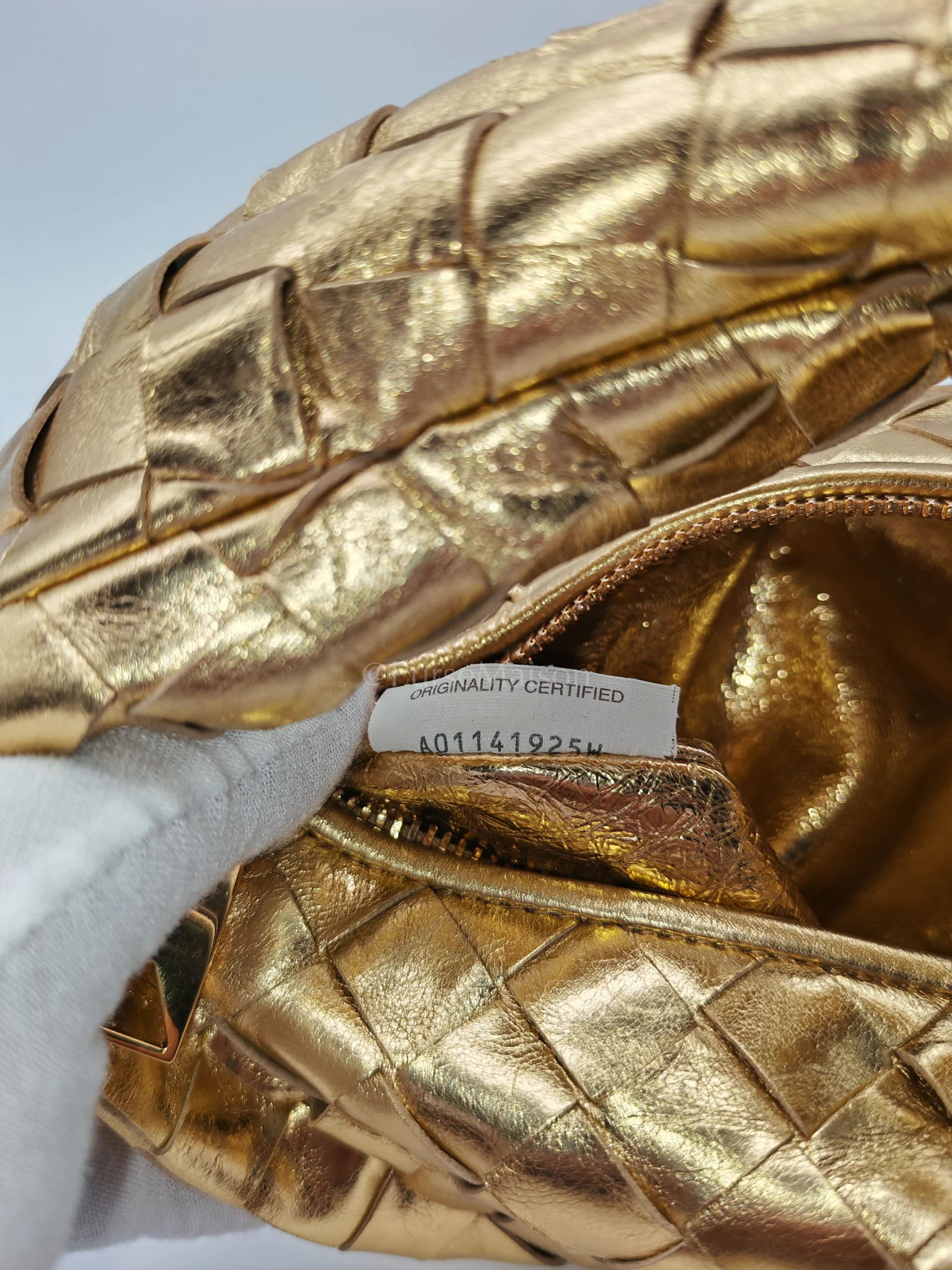 Bottega Veneta Mini Jodie Metallic Intrecciato Leather Hand Bag - Image 24