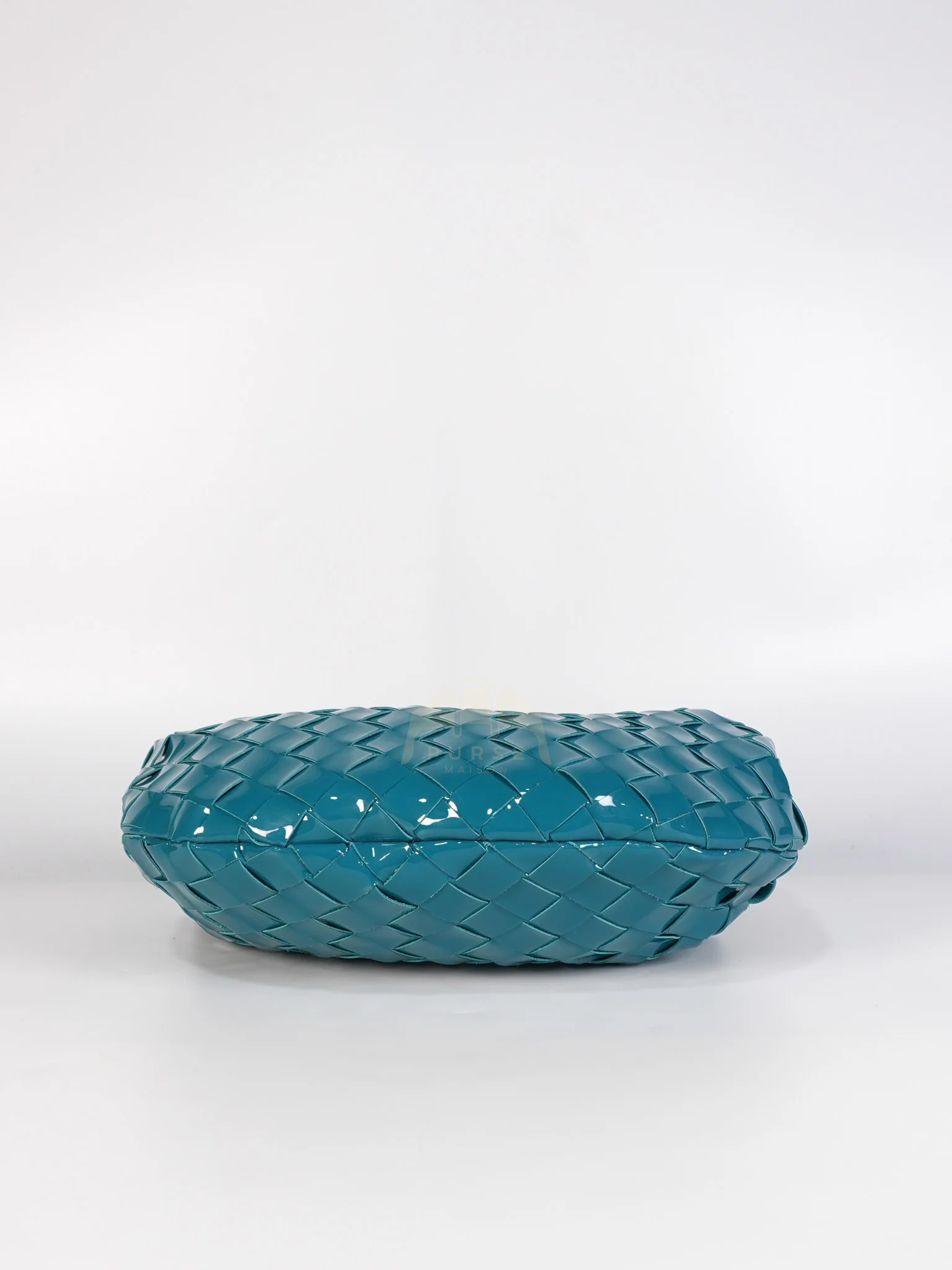 Bottega Veneta Mini Jodie in Teal Patent Intrecciato Leather & Silver Hardware - Image 7