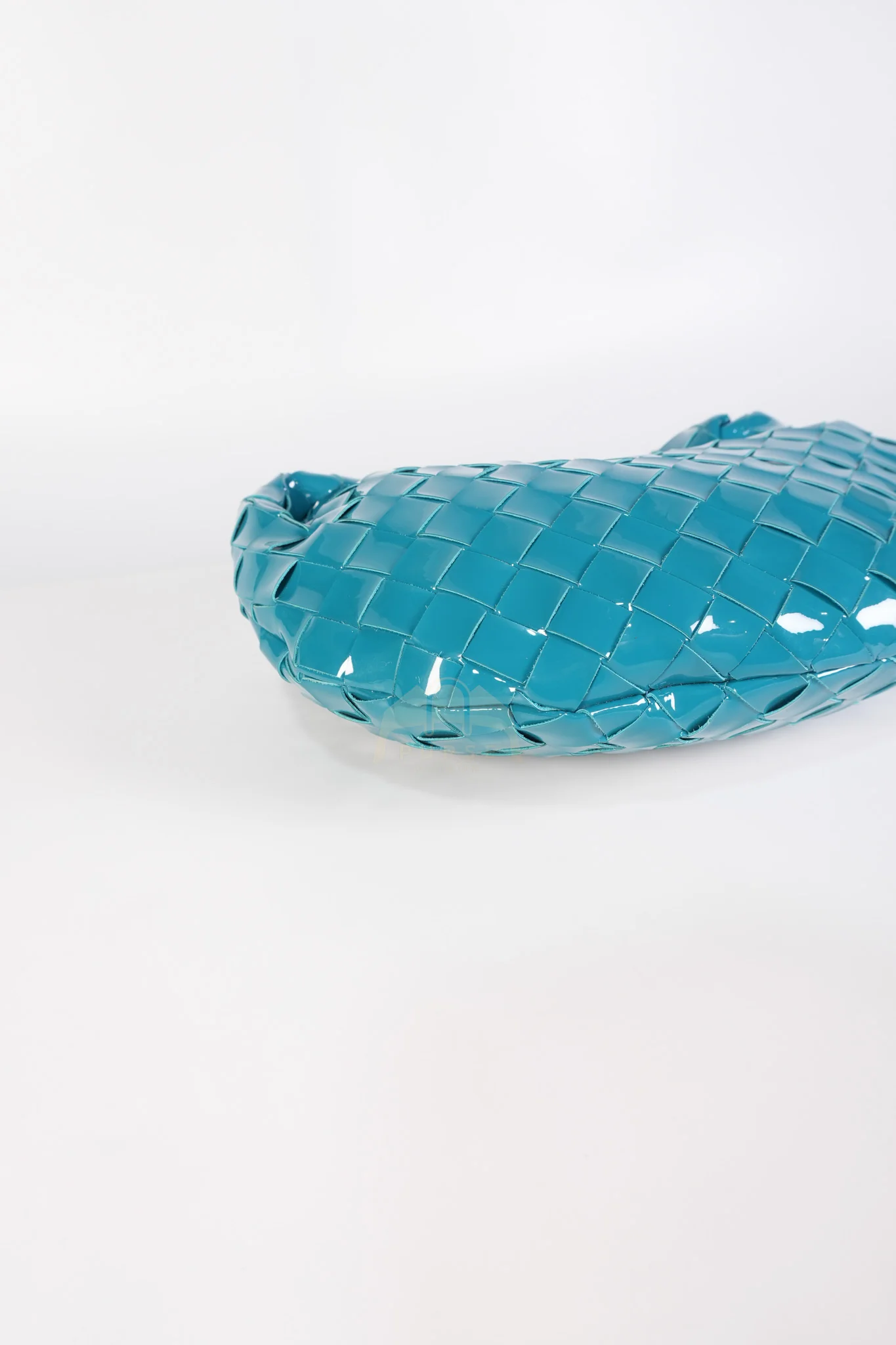Bottega Veneta Mini Jodie in Teal Patent Intrecciato Leather & Silver Hardware - Image 8