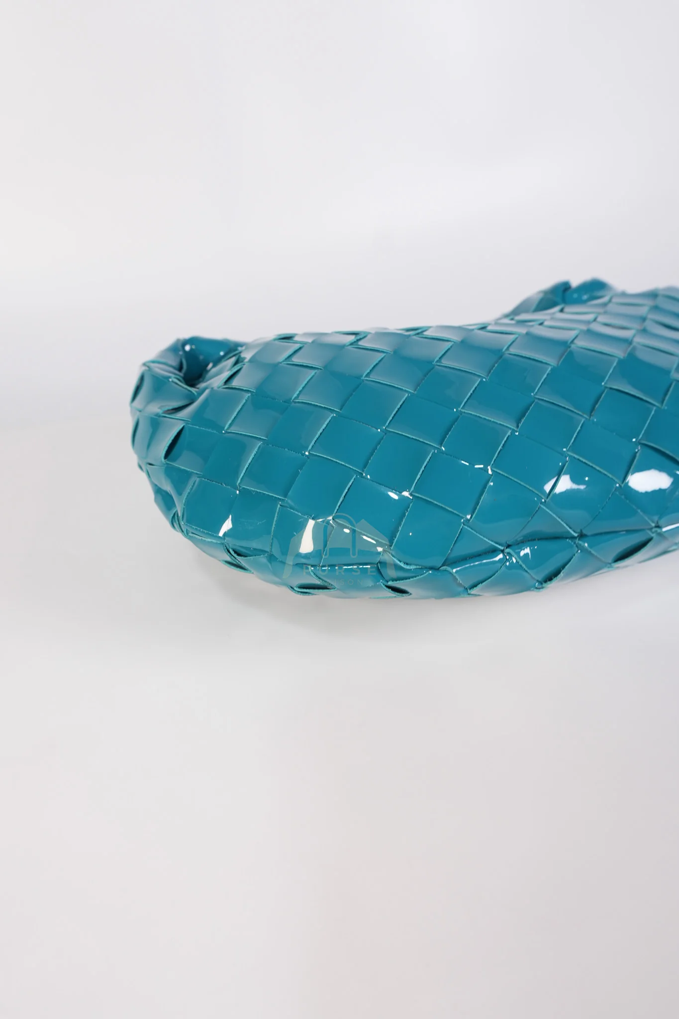 Bottega Veneta Mini Jodie in Teal Patent Intrecciato Leather & Silver Hardware - Image 9