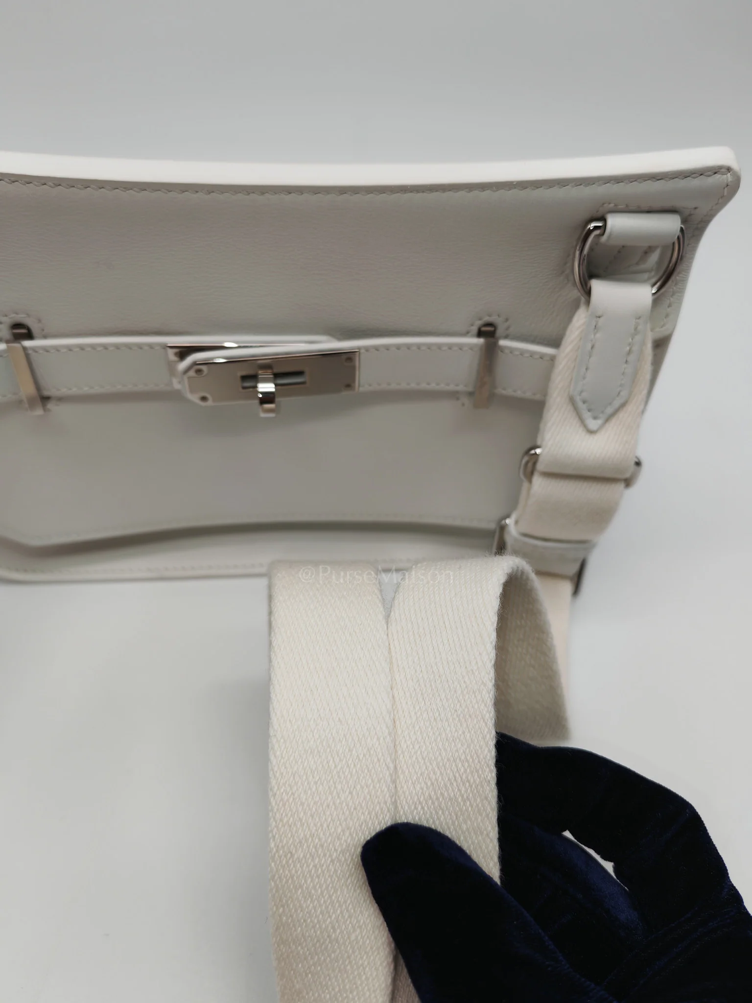 Hermes Mini Jypsiere in White Evercolor Leather Palladium Hardware Stamp W (2024) - Image 12