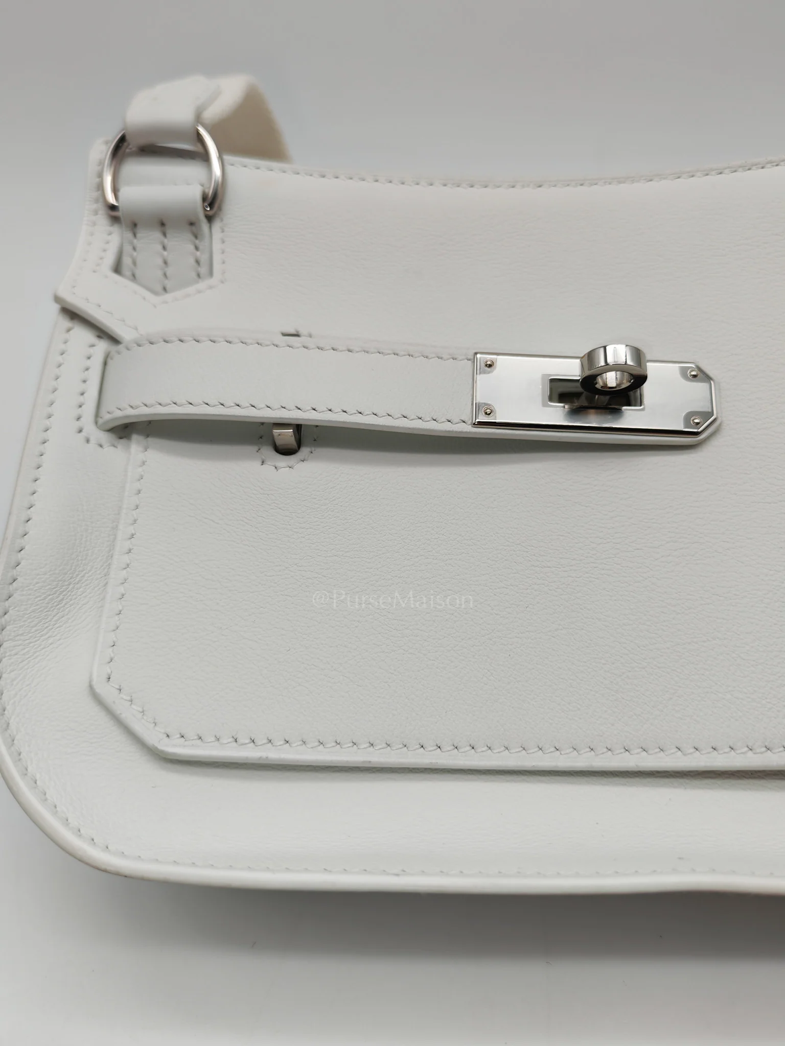 Hermes Mini Jypsiere in White Evercolor Leather Palladium Hardware Stamp W (2024) - Image 18