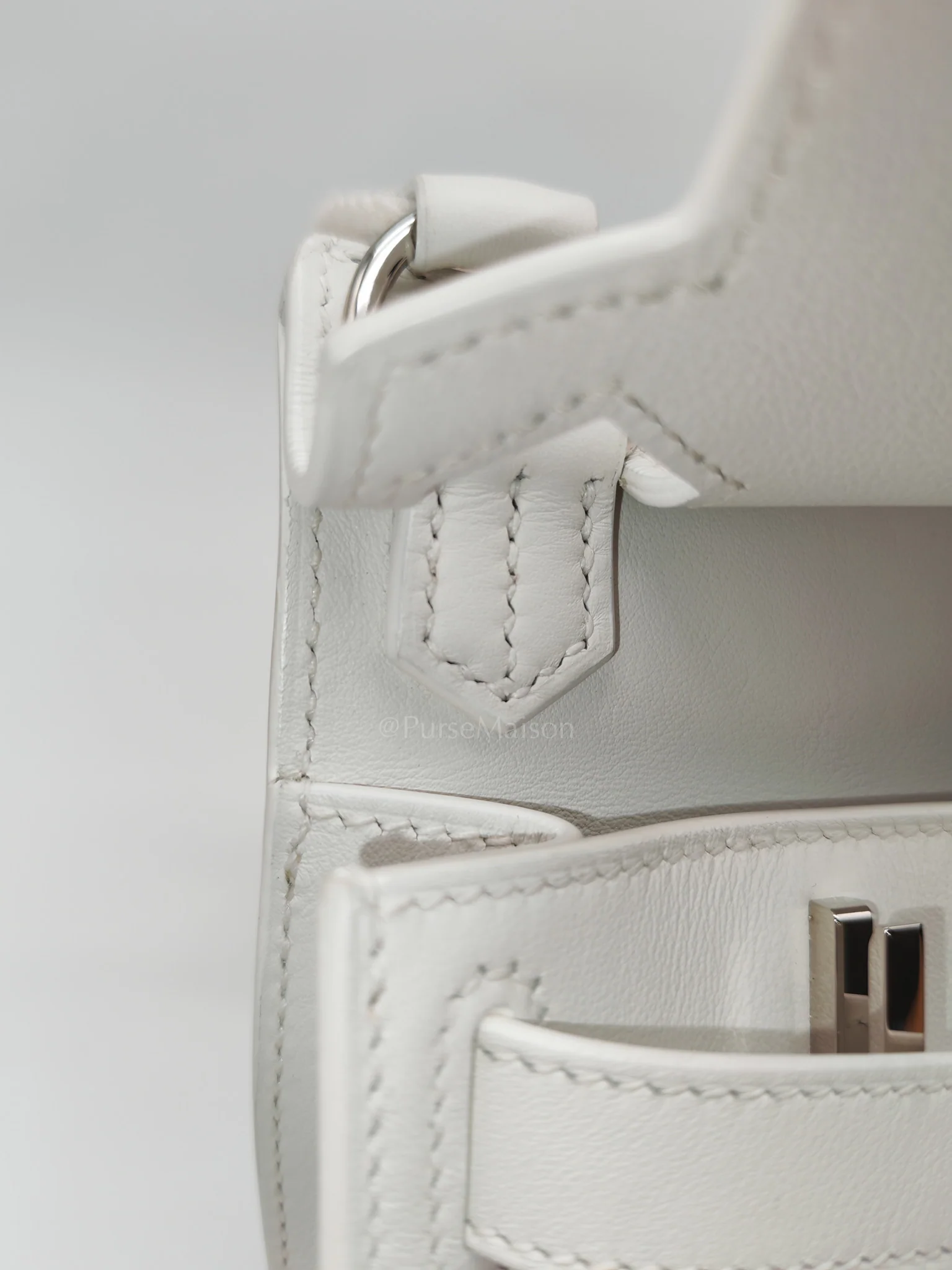 Hermes Mini Jypsiere in White Evercolor Leather Palladium Hardware Stamp W (2024) - Image 22