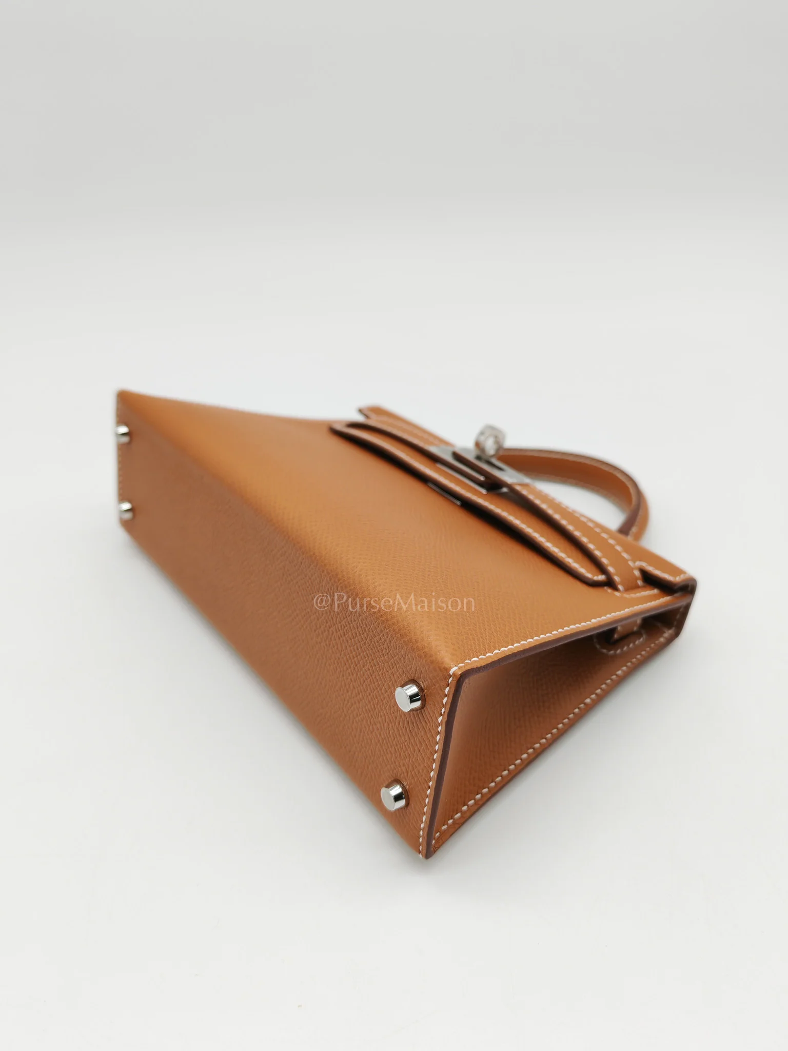 Hermes Mini Kelly in Gold Epsom Leather Palladium Hardware Stamp K(2025) - Image 8