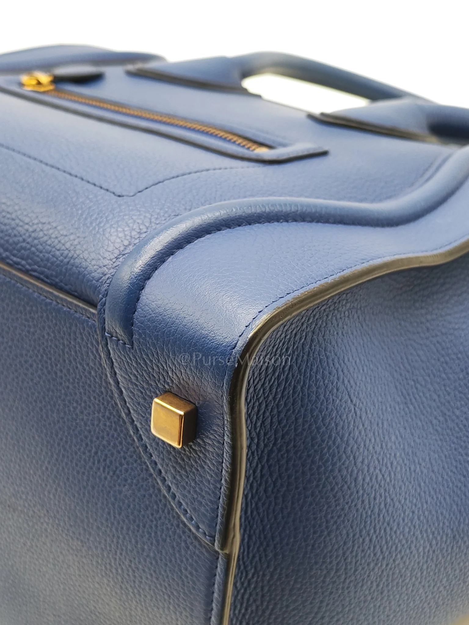 Celine Mini Luggage Tote Bag in Blue Grained Calfskin Leather - Image 10