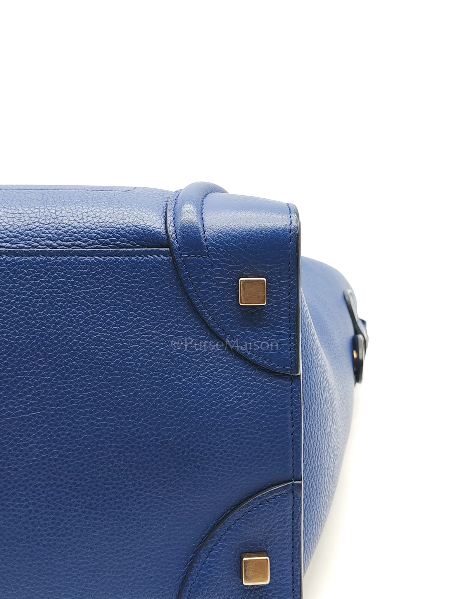 Celine Mini Luggage Tote Bag in Blue Grained Calfskin Leather - Image 11