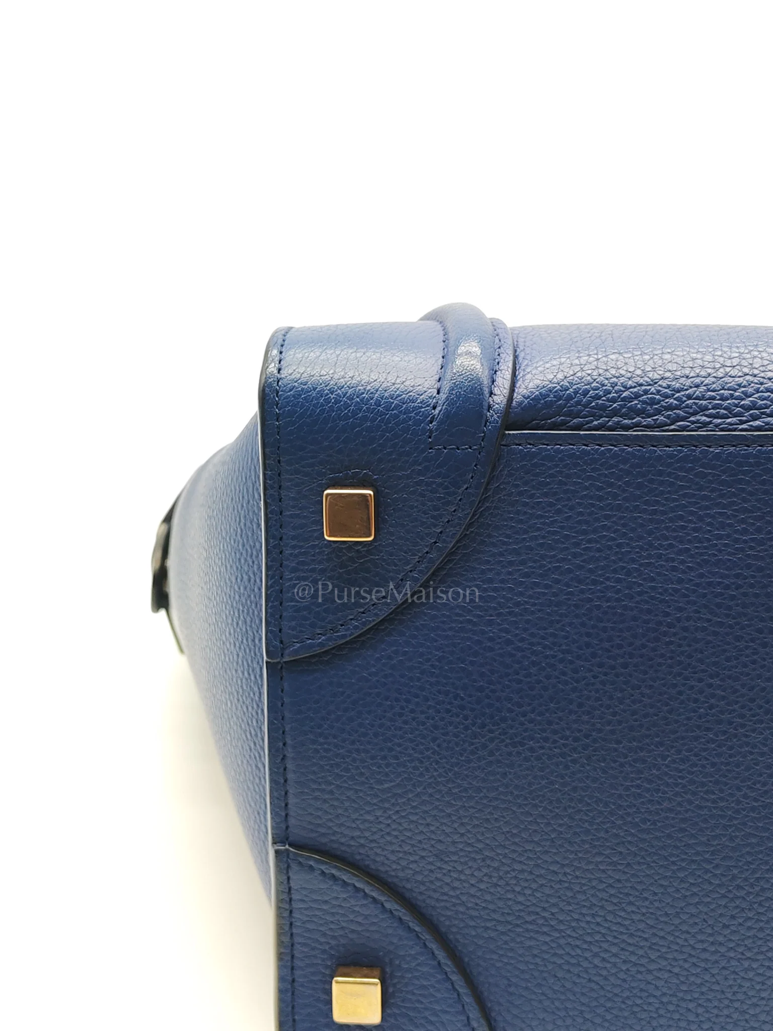 Celine Mini Luggage Tote Bag in Blue Grained Calfskin Leather - Image 13