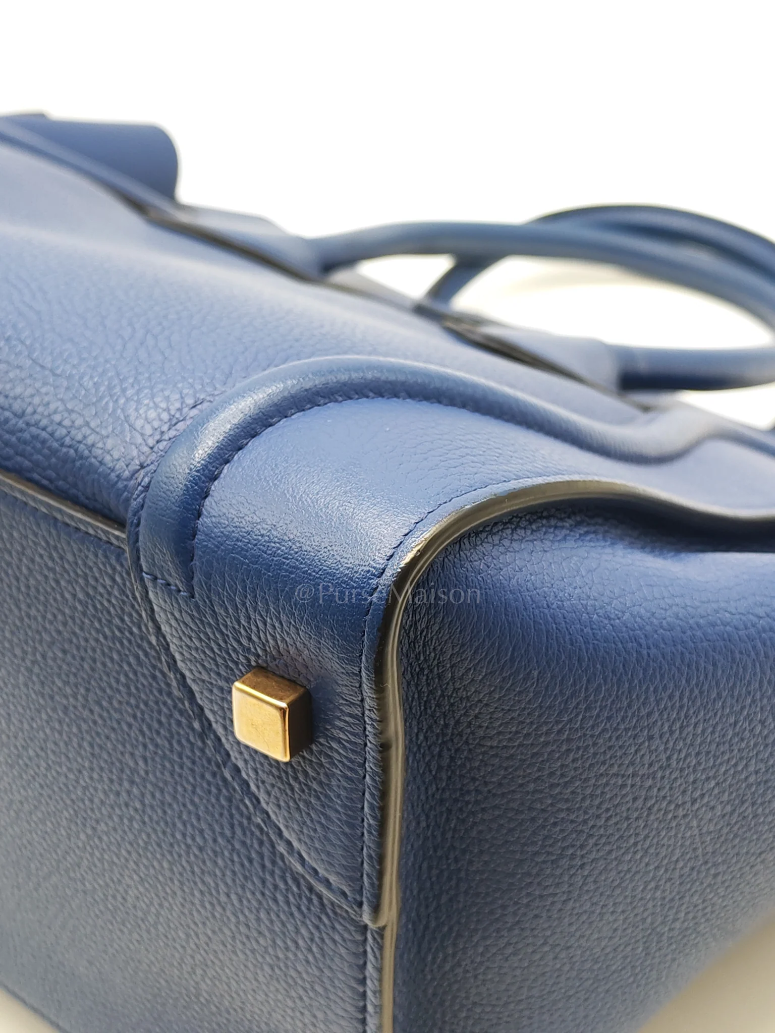 Celine Mini Luggage Tote Bag in Blue Grained Calfskin Leather - Image 14