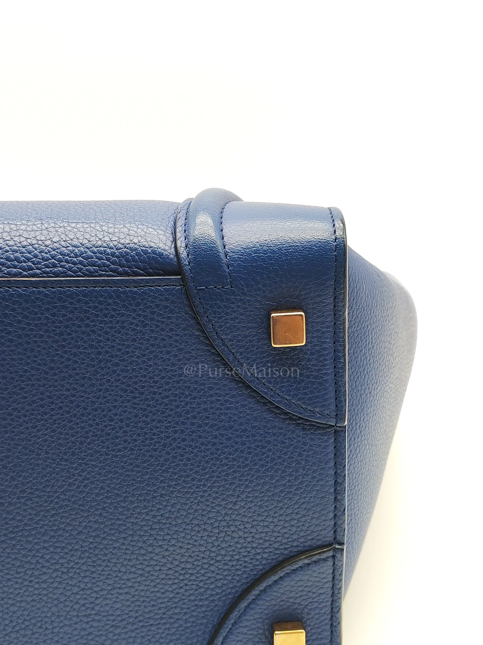 Celine Mini Luggage Tote Bag in Blue Grained Calfskin Leather - Image 15