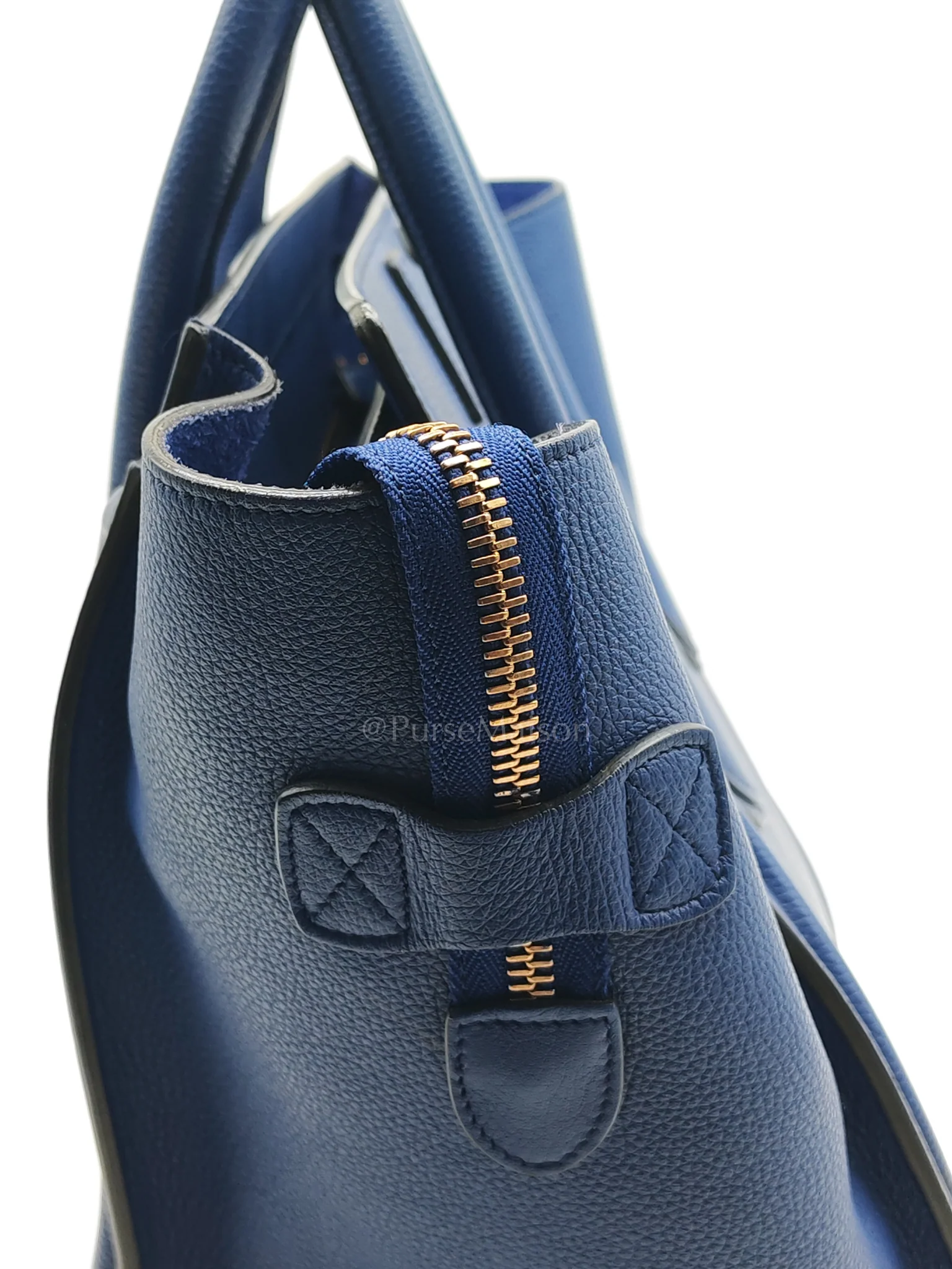 Celine Mini Luggage Tote Bag in Blue Grained Calfskin Leather - Image 18