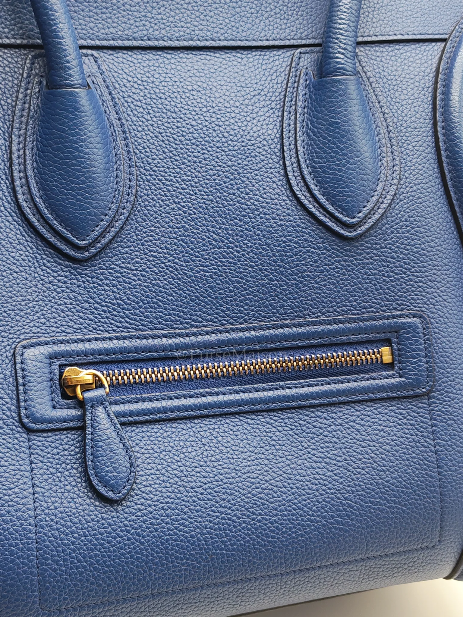 Celine Mini Luggage Tote Bag in Blue Grained Calfskin Leather - Image 19