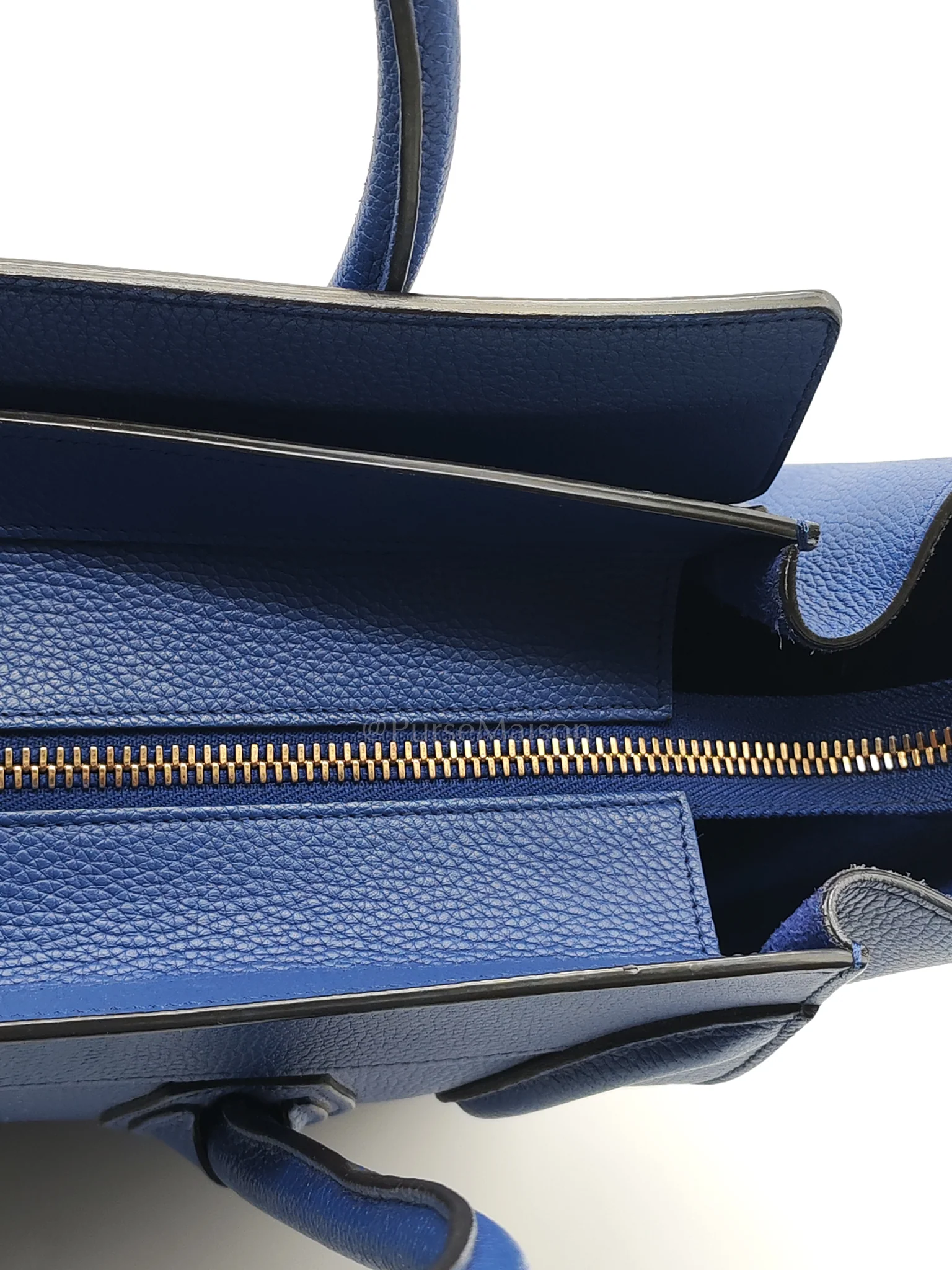 Celine Mini Luggage Tote Bag in Blue Grained Calfskin Leather - Image 22